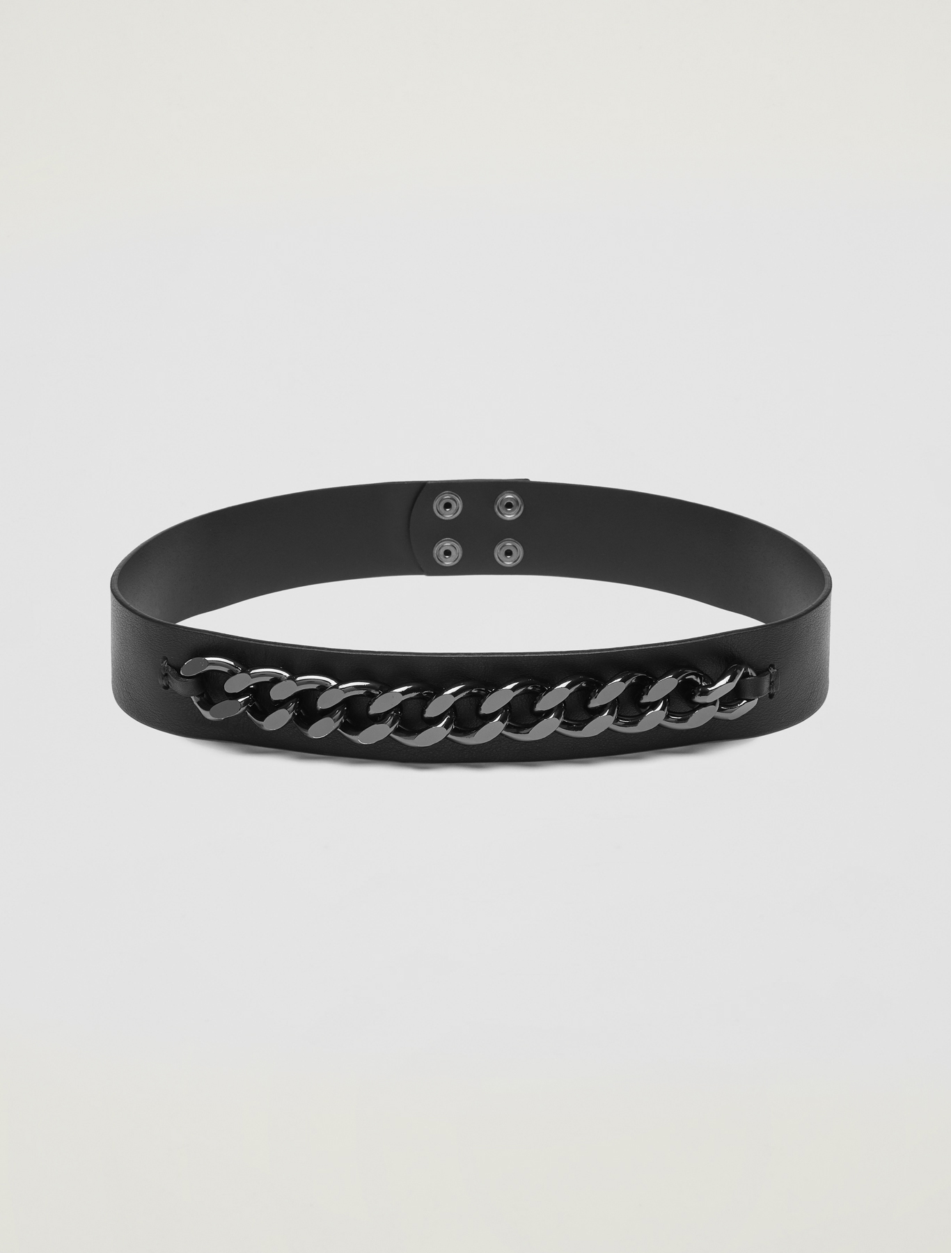 Leather belt with chain, black - Pennyblack Leather belt with chain - black - pennyblack