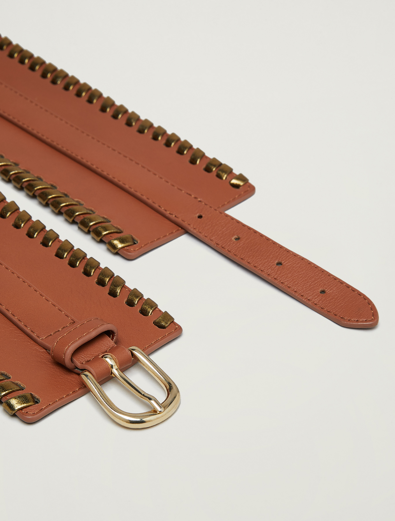 Wide leather belt, tan - Pennyblack Wide leather belt - tan - pennyblack