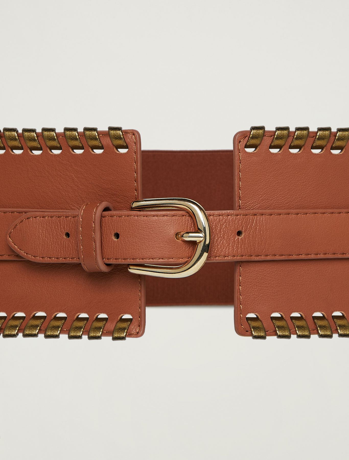 Wide leather belt, tan - Pennyblack Wide leather belt - tan - pennyblack