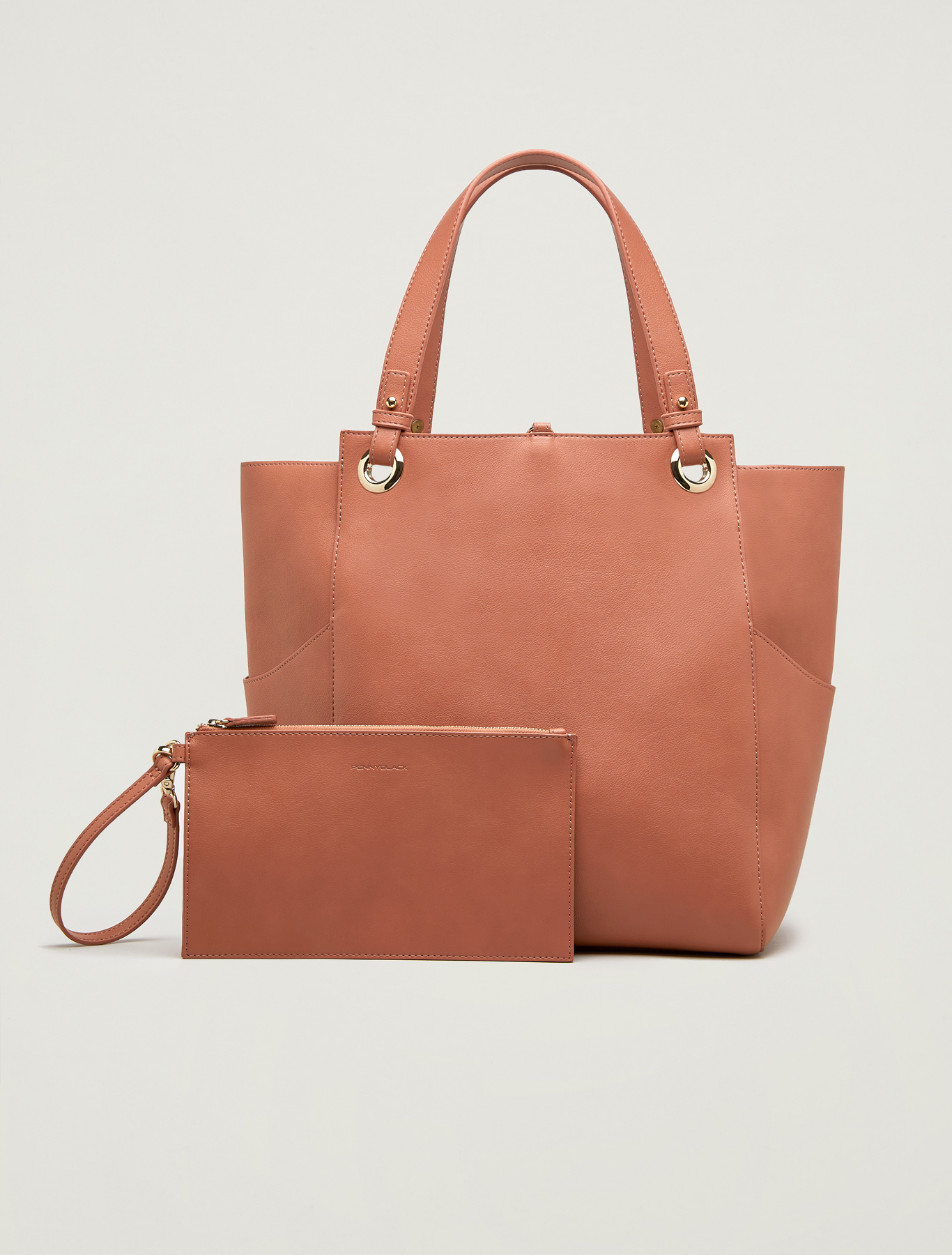 Tote bag con tasche, cuoio - Pennyblack Tote bag con tasche - cuoio - pennyblack