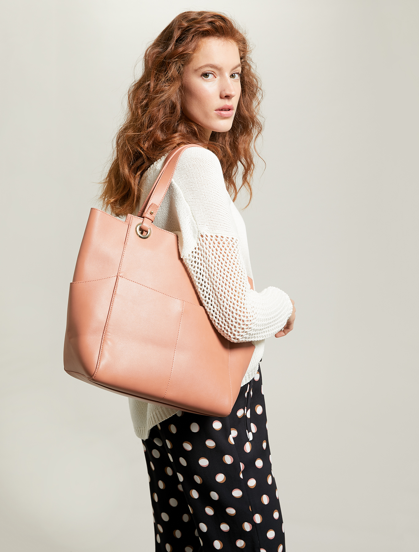 Tote bag con tasche, cuoio - Pennyblack Tote bag con tasche - cuoio - pennyblack