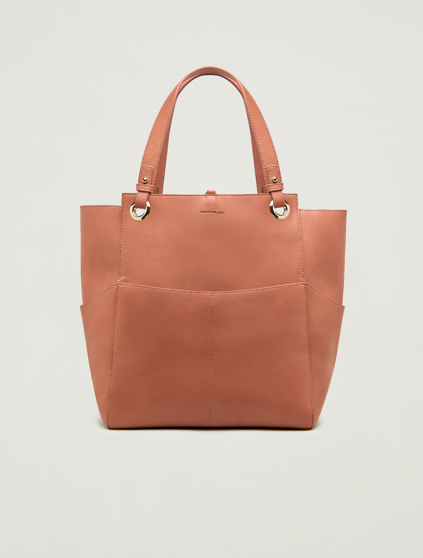 Tote bag con tasche, cuoio - Pennyblack Tote bag con tasche - cuoio - pennyblack