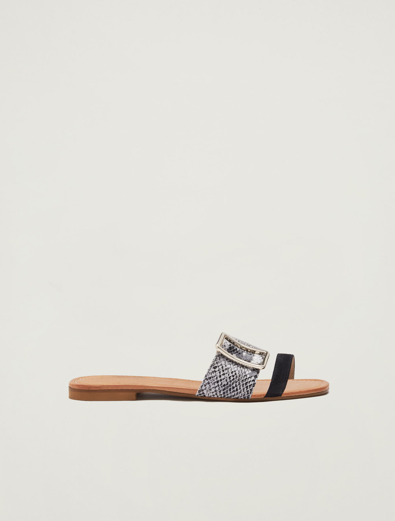 Leather slippers with buckle, black - Pennyblack Leather slippers with buckle - black - pennyblack