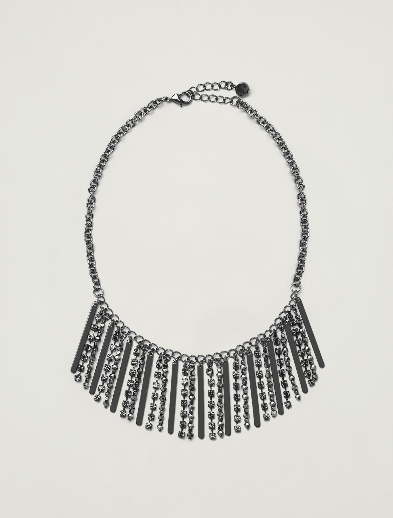 Necklace with rhinestones and baguette beads, light grey - Pennyblack Necklace with rhinestones and baguette beads - light grey - pennyblack