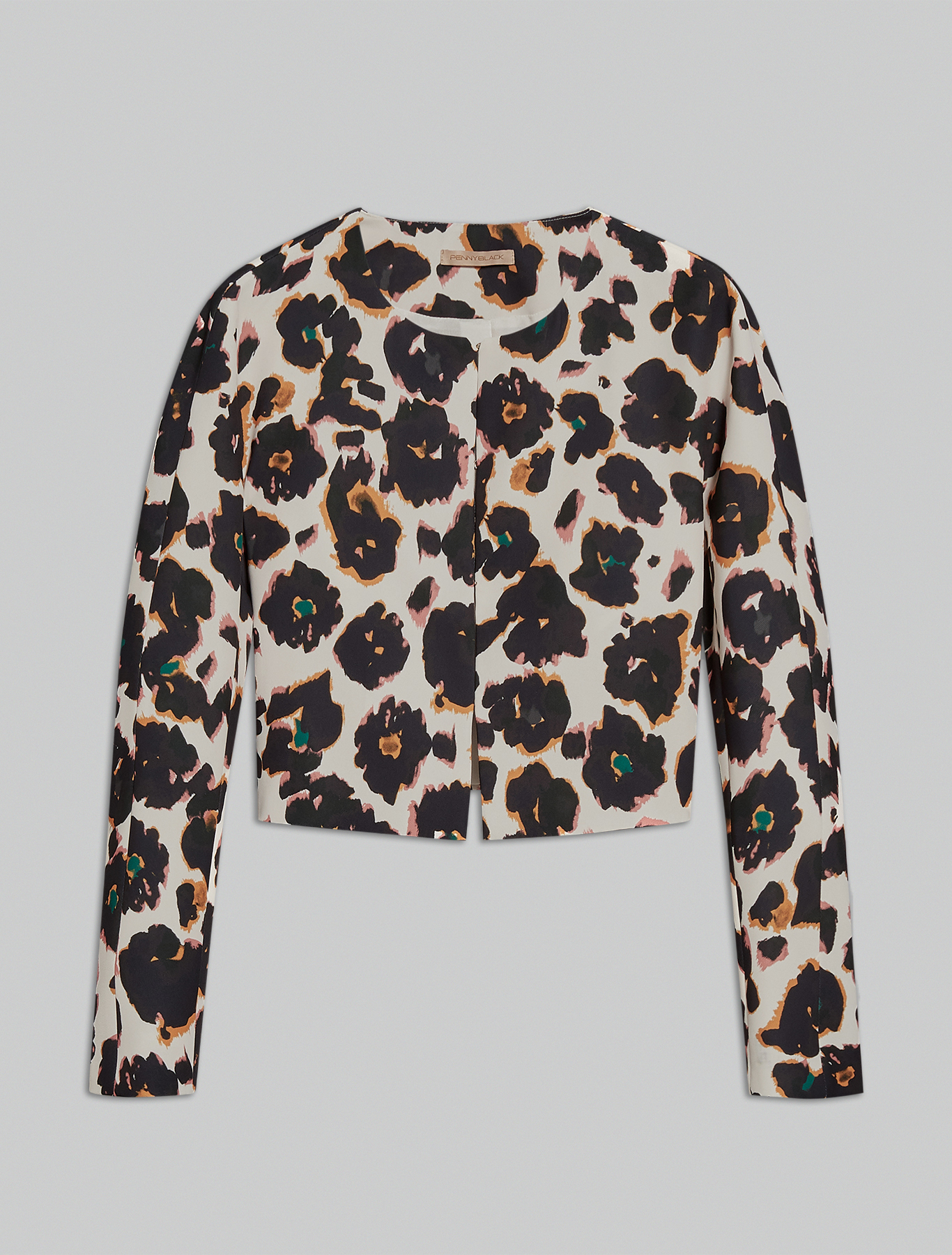 Crew neck cady jacket, beige pattern - Pennyblack Crew neck cady jacket - beige pattern - pennyblack