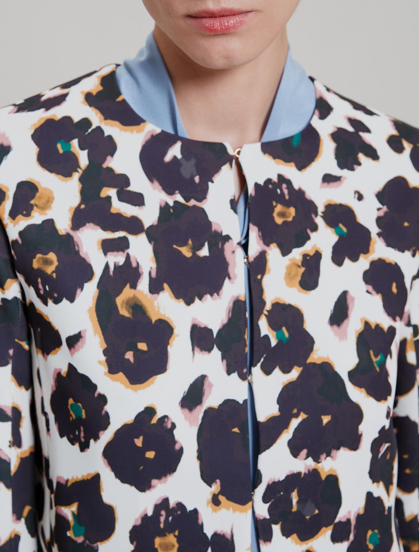 Crew neck cady jacket, beige pattern - Pennyblack Crew neck cady jacket - beige pattern - pennyblack