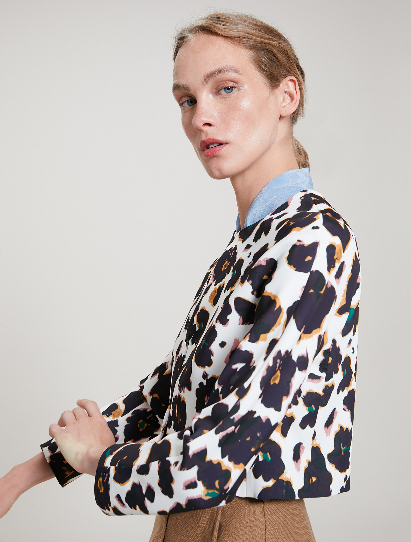 Crew neck cady jacket, beige pattern - Pennyblack Crew neck cady jacket - beige pattern - pennyblack