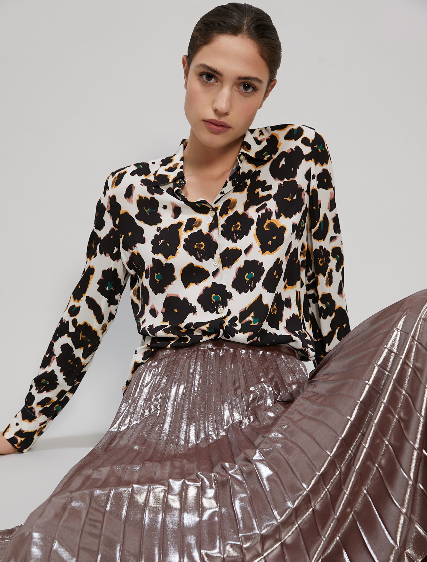 Skirt in metallic georgette, cocoa - Pennyblack Skirt in metallic georgette - cocoa - pennyblack