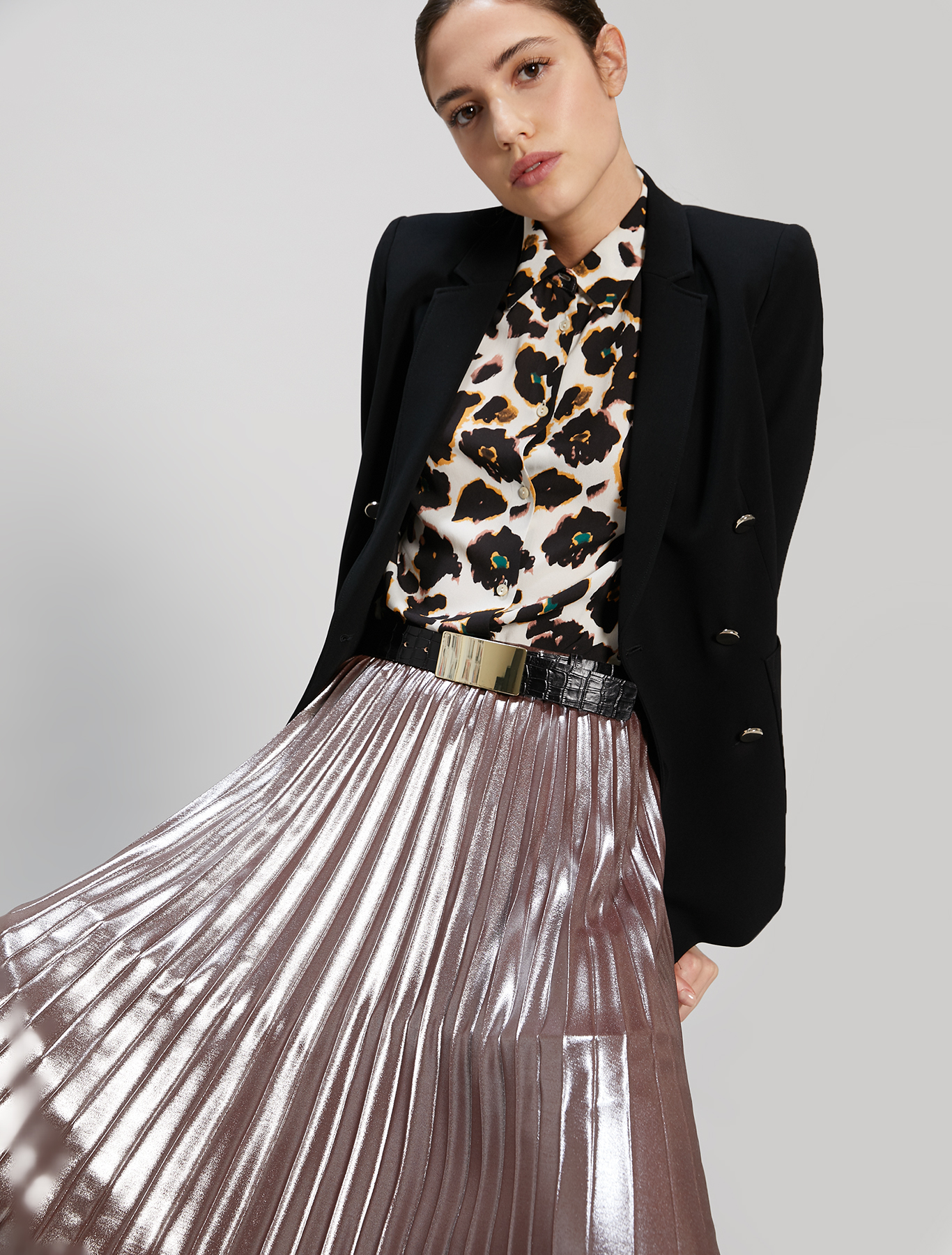 Skirt in metallic georgette, cocoa - Pennyblack Skirt in metallic georgette - cocoa - pennyblack
