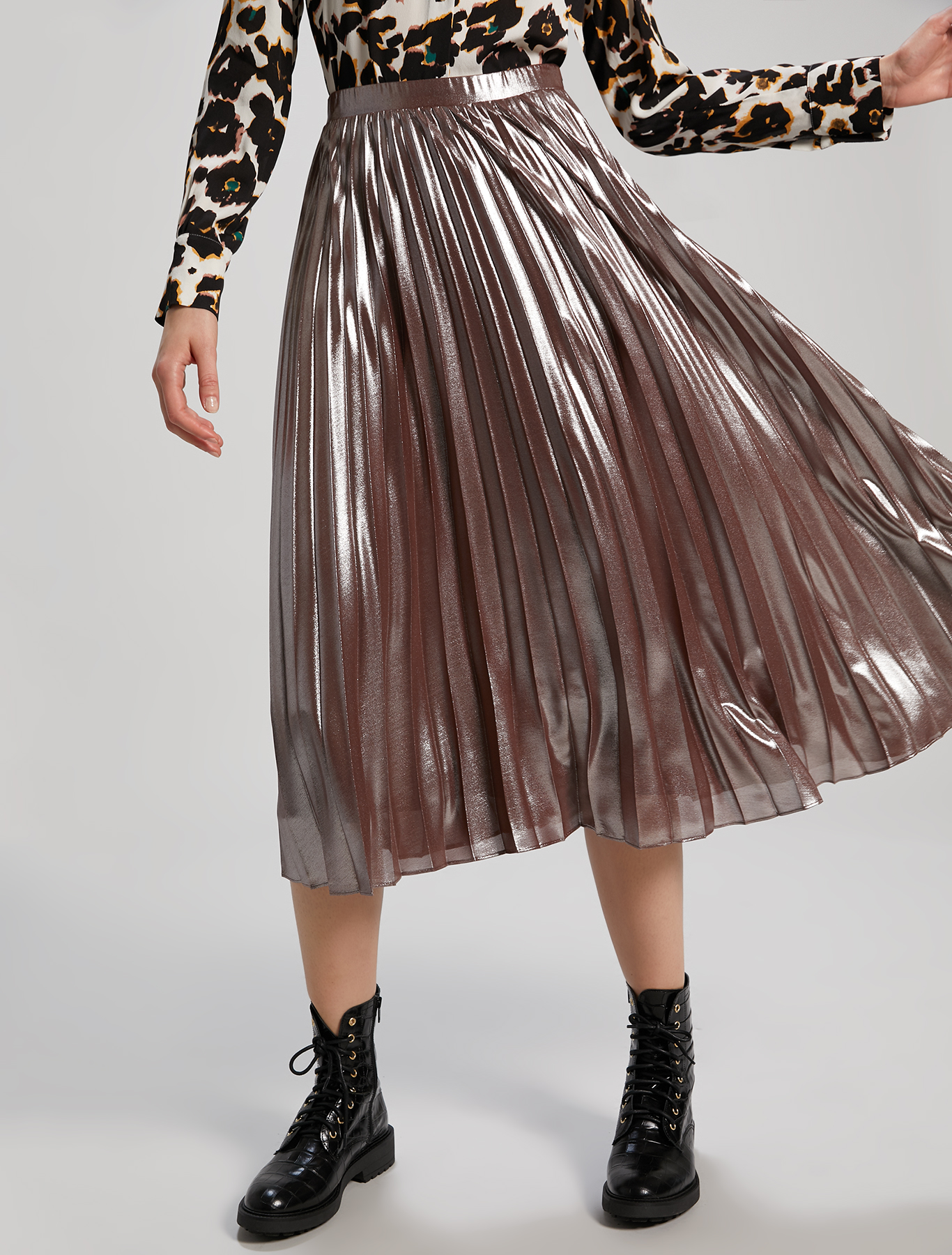 Skirt in metallic georgette, cocoa - Pennyblack Skirt in metallic georgette - cocoa - pennyblack
