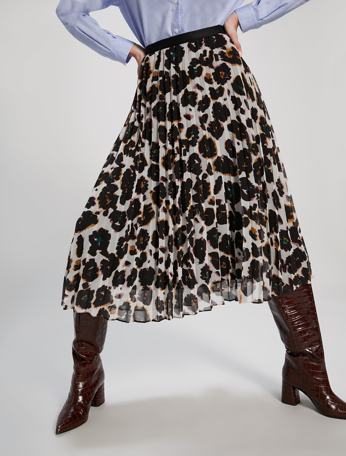 Electric Feel by Spiros pleated Georgette skirt, beige pattern - Pennyblack Electric Feel by Spiros pleated Georgette skirt - beige pattern - pennyblack