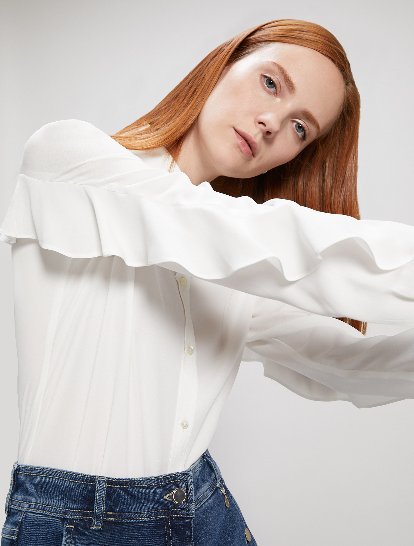 Crêpe de Chine shirt, ivory - Pennyblack Crêpe de Chine shirt - ivory - pennyblack