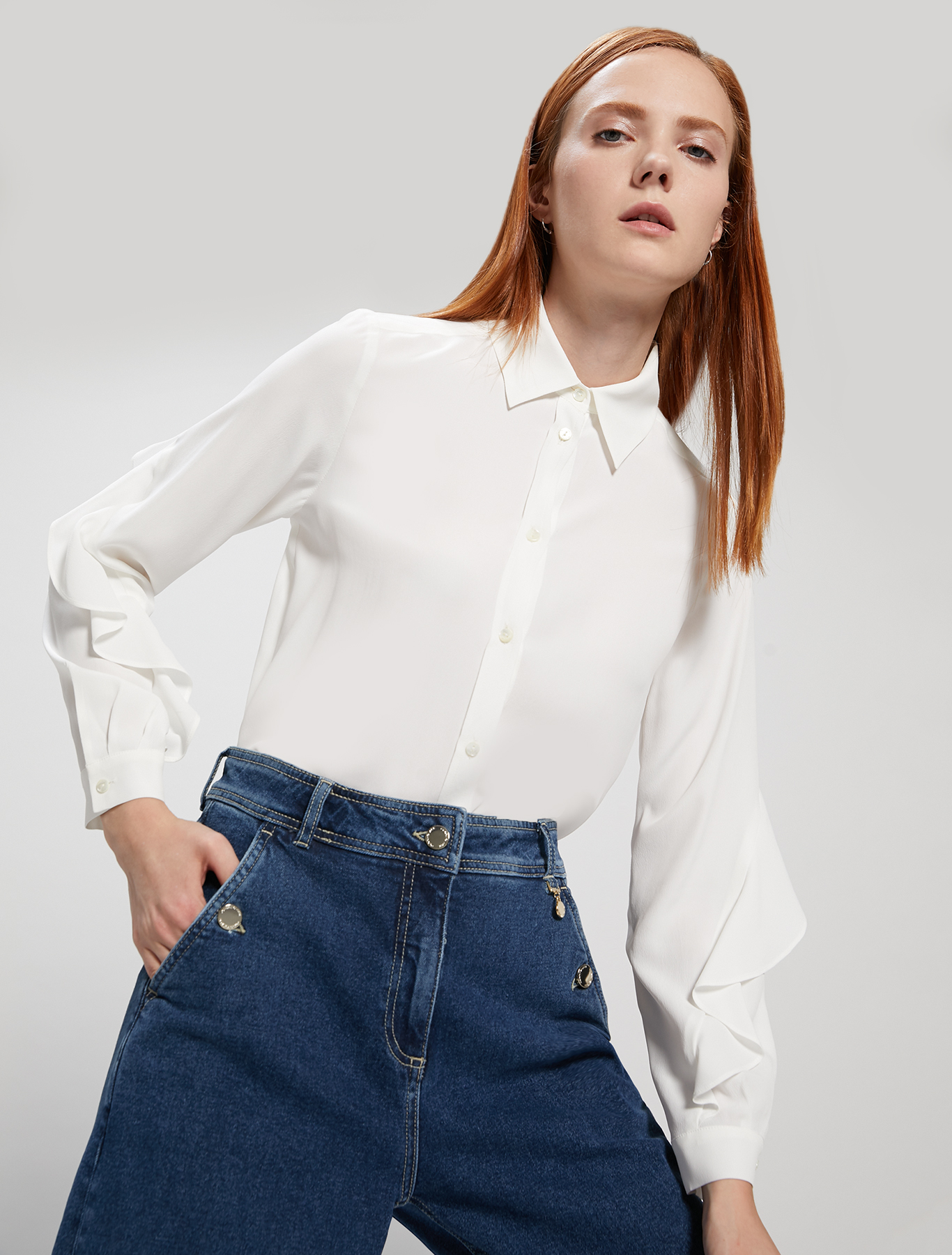 Crêpe de Chine shirt, ivory - Pennyblack Crêpe de Chine shirt - ivory - pennyblack