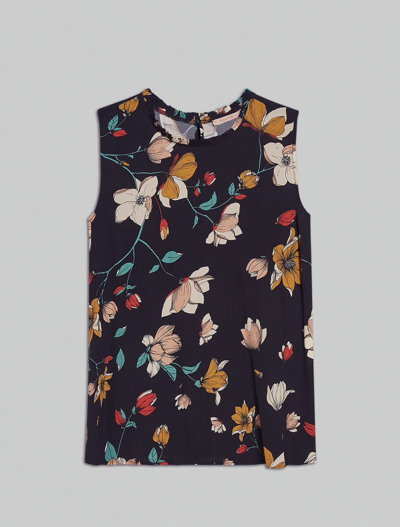 Floral crêpe de Chine top, navy blue pattern - Pennyblack Floral crêpe de Chine top - navy blue pattern - pennyblack