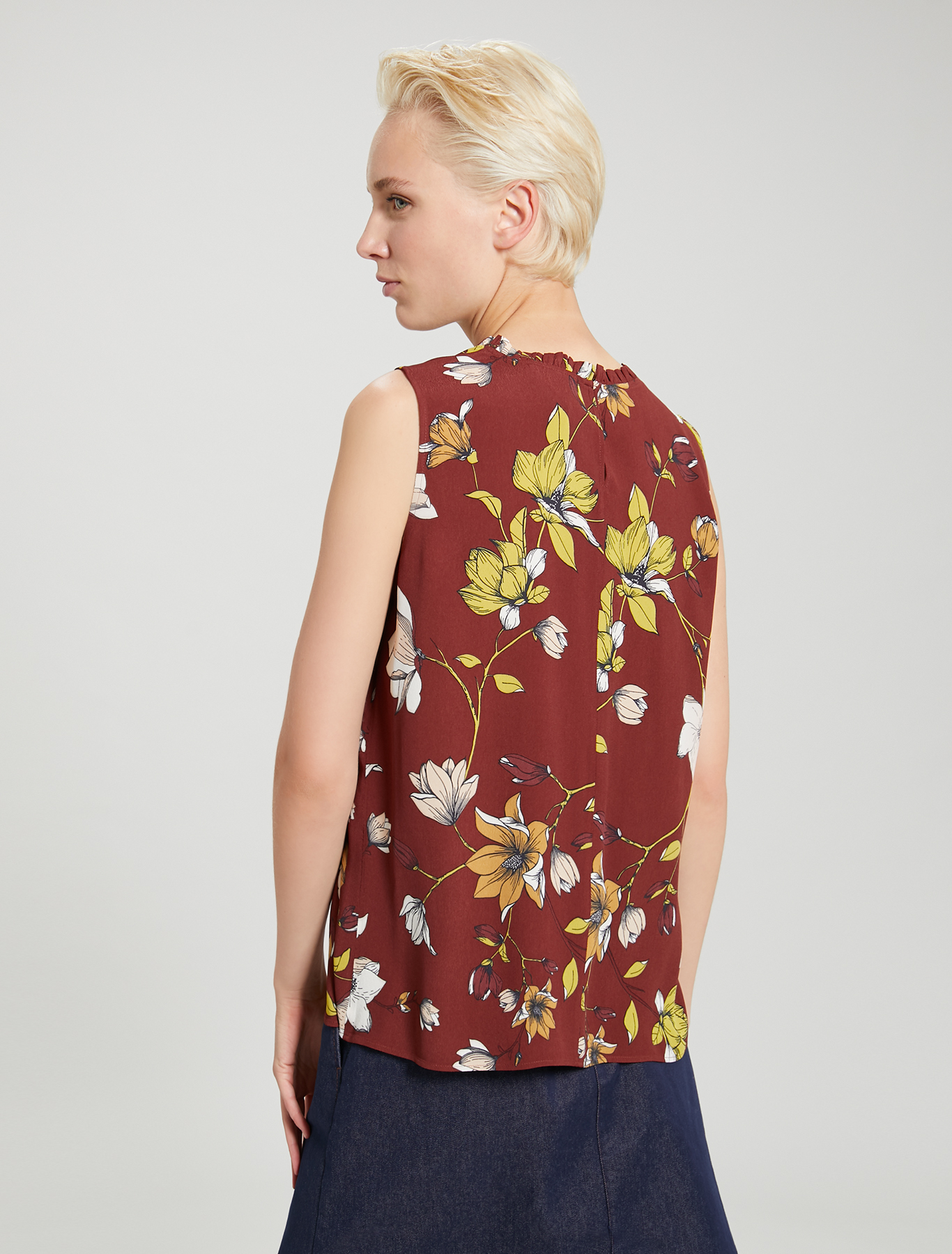 Floral crêpe de Chine top, cocoa pattern - Pennyblack Floral crêpe de Chine top - cocoa pattern - pennyblack
