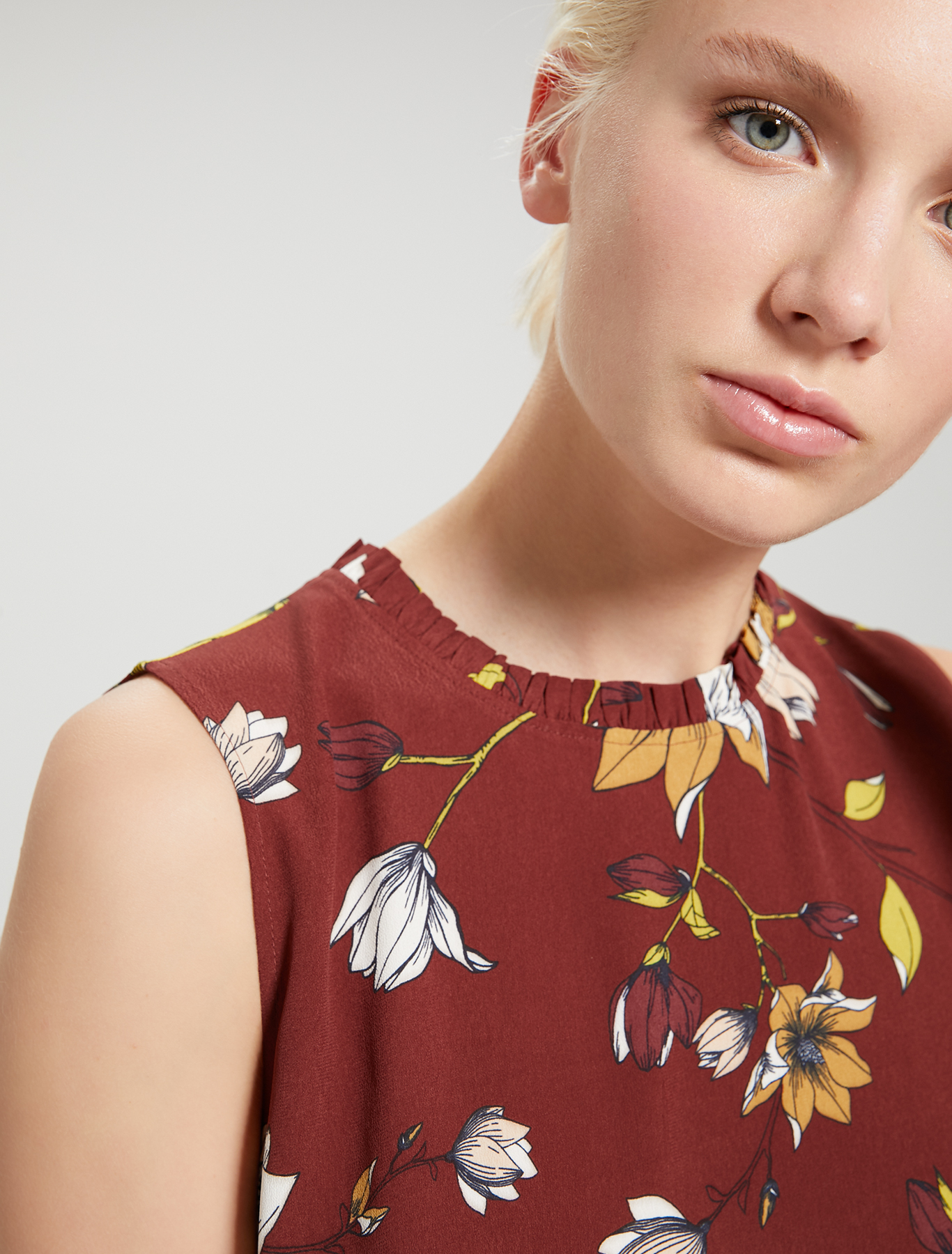 Floral crêpe de Chine top, cocoa pattern - Pennyblack Floral crêpe de Chine top - cocoa pattern - pennyblack