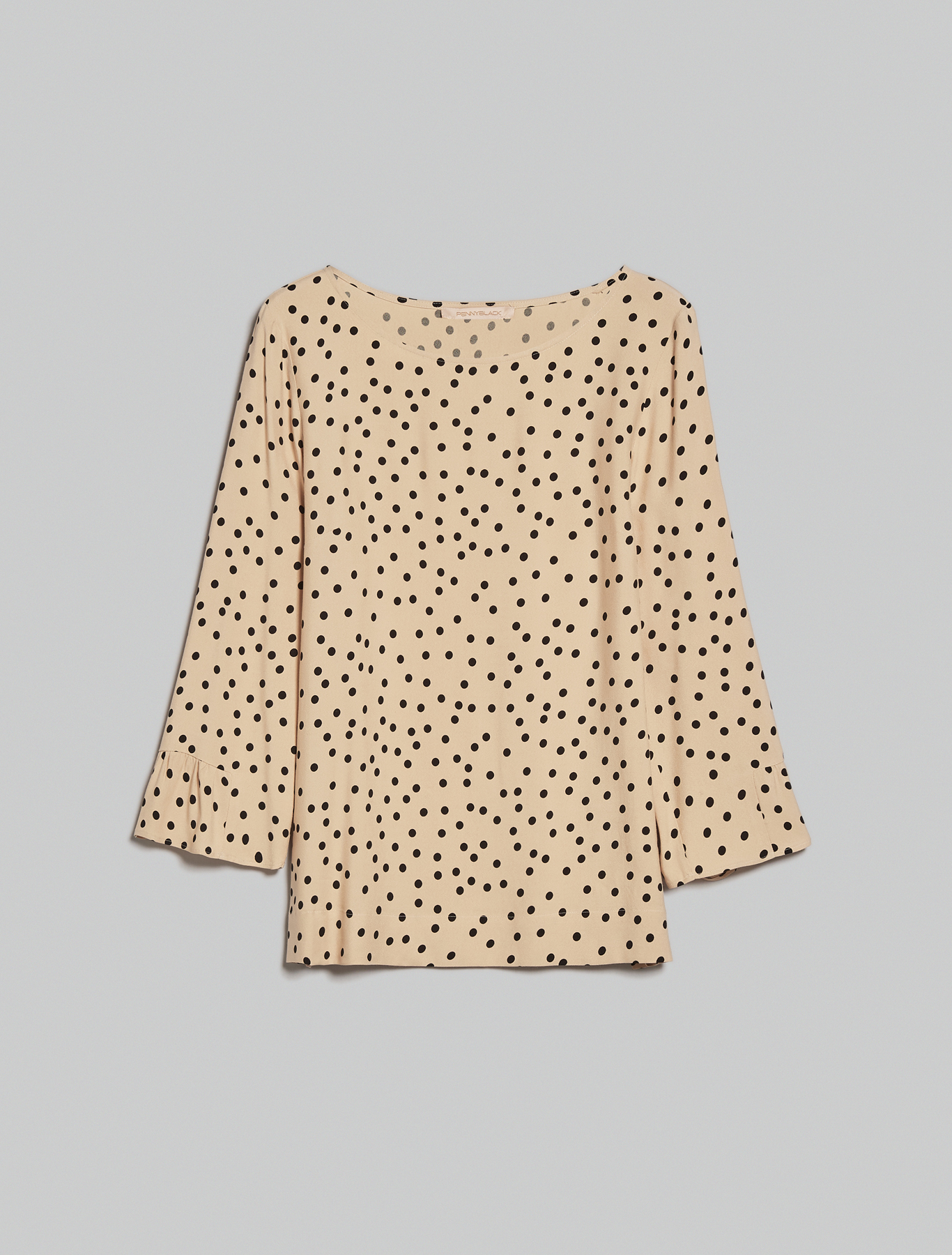 Polka dot sablé blouse, beige pattern - Pennyblack Polka dot sablé blouse - beige pattern - pennyblack
