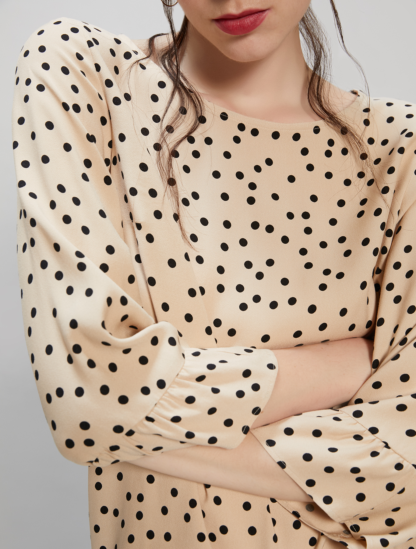 Polka dot sablé blouse, beige pattern - Pennyblack Polka dot sablé blouse - beige pattern - pennyblack
