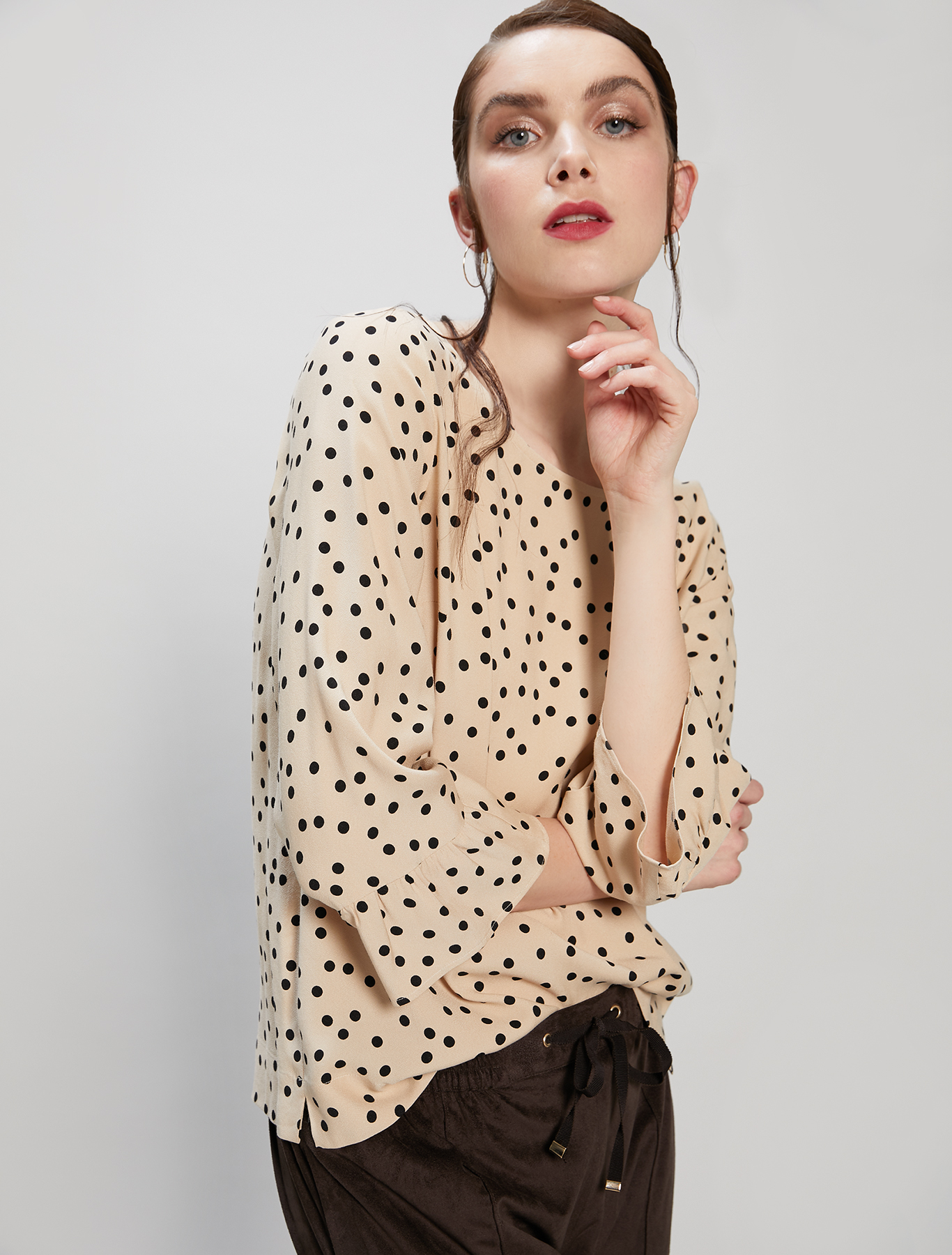 Polka dot sablé blouse, beige pattern - Pennyblack Polka dot sablé blouse - beige pattern - pennyblack