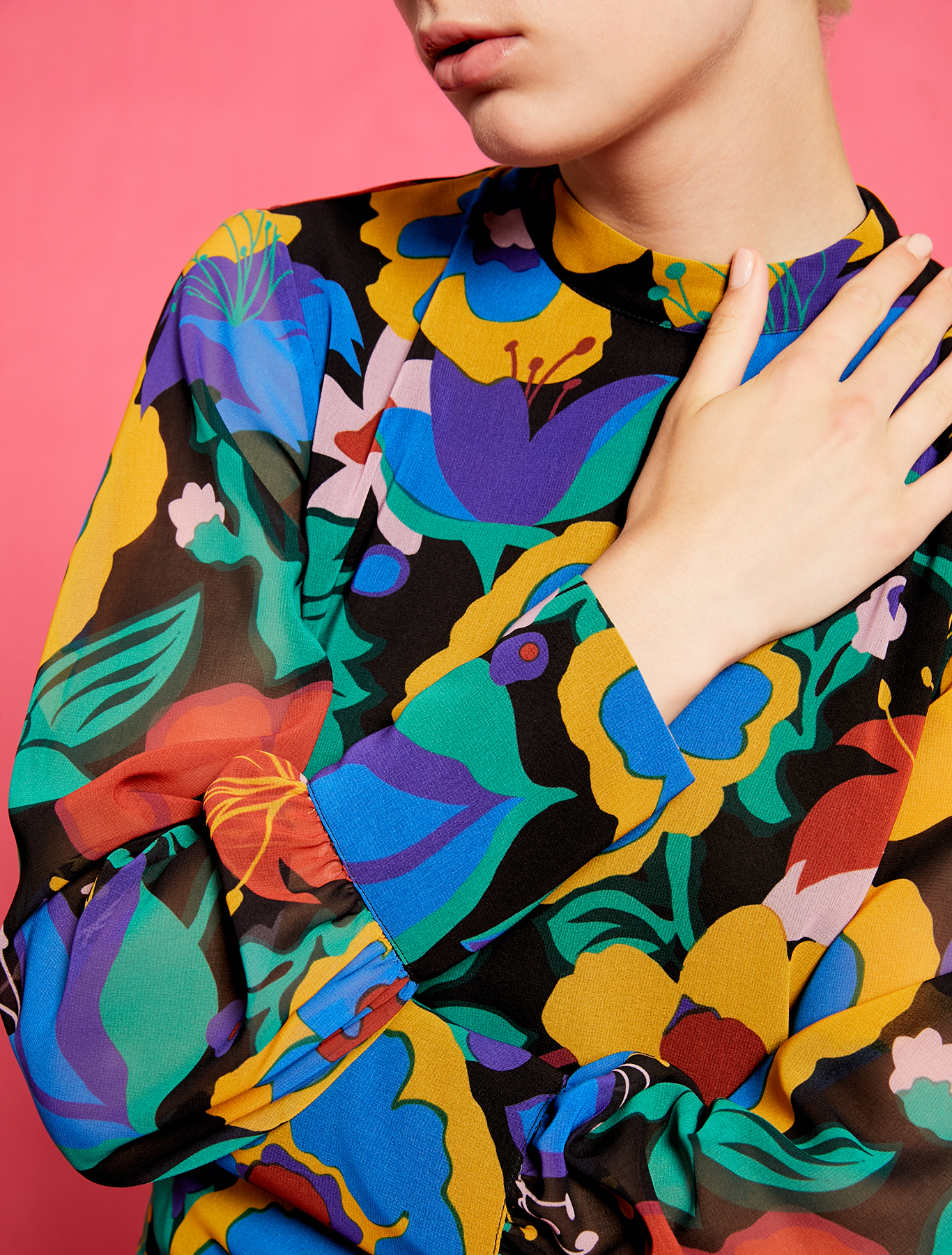 Electric Feel by Spiros Halaris Georgette blouse, rose pink pattern - Pennyblack Electric Feel by Spiros Halaris Georgette blouse - rose pink pattern - pennyblack