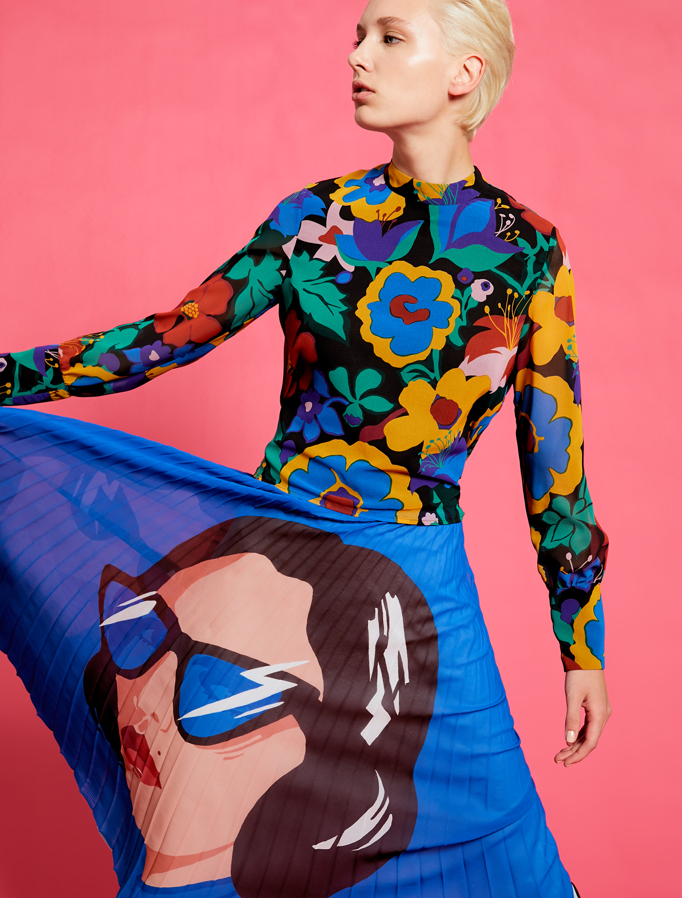 Electric Feel by Spiros Halaris Georgette blouse, rose pink pattern - Pennyblack Electric Feel by Spiros Halaris Georgette blouse - rose pink pattern - pennyblack