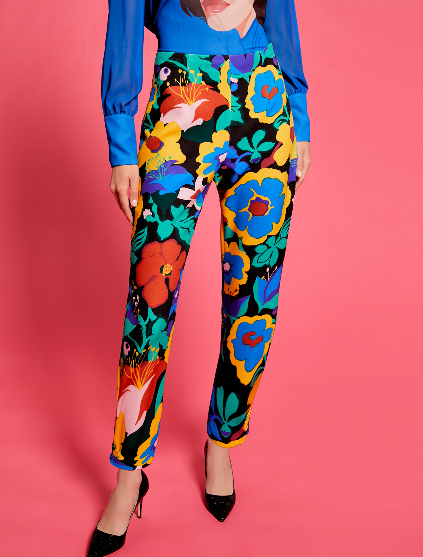 Electric Feel by Spiros Halaris slim-fit trousers, pale yellow pattern - Pennyblack Electric Feel by Spiros Halaris slim-fit trousers - pale yellow pattern - pennyblack