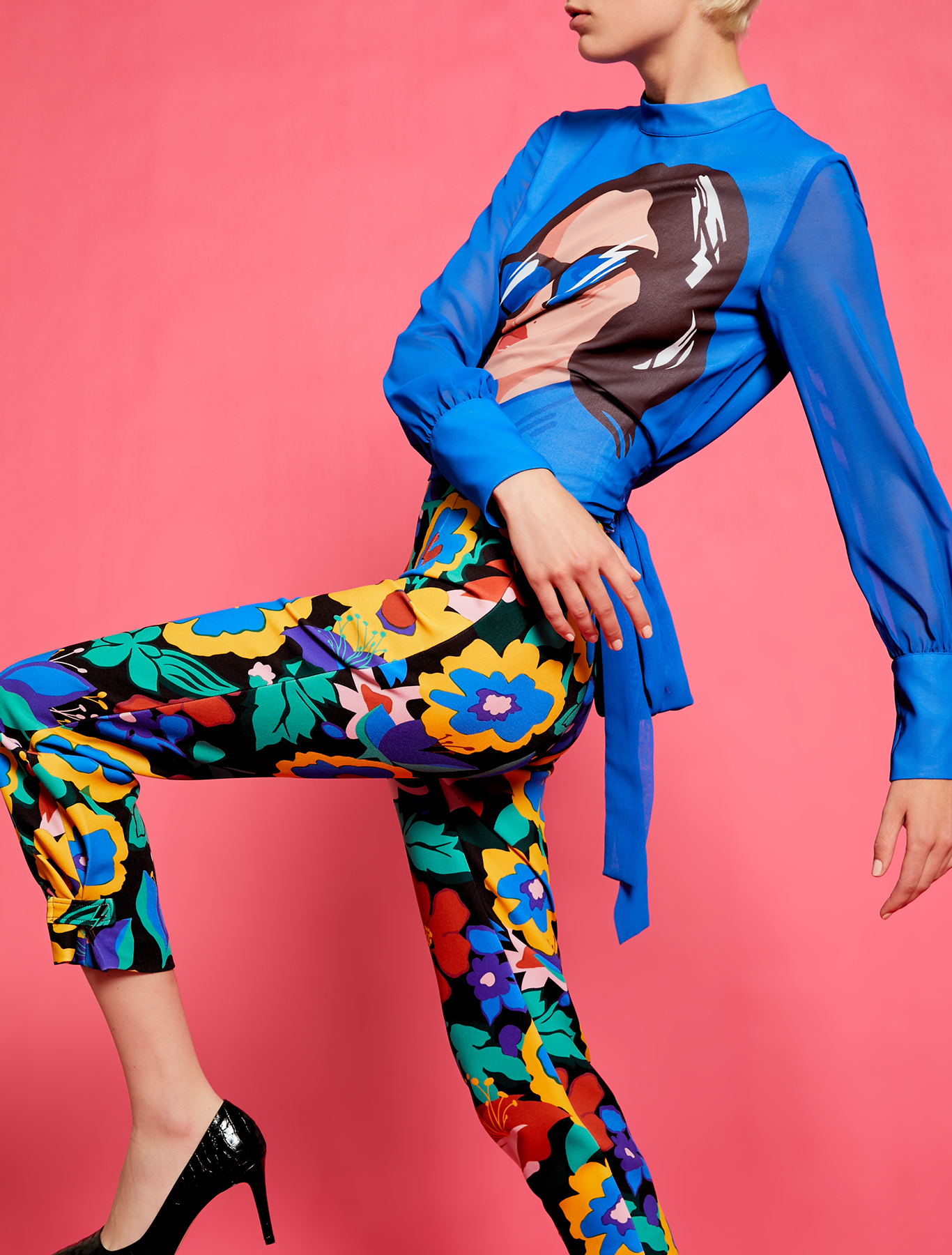 Electric Feel by Spiros Halaris slim-fit trousers, pale yellow pattern - Pennyblack Electric Feel by Spiros Halaris slim-fit trousers - pale yellow pattern - pennyblack