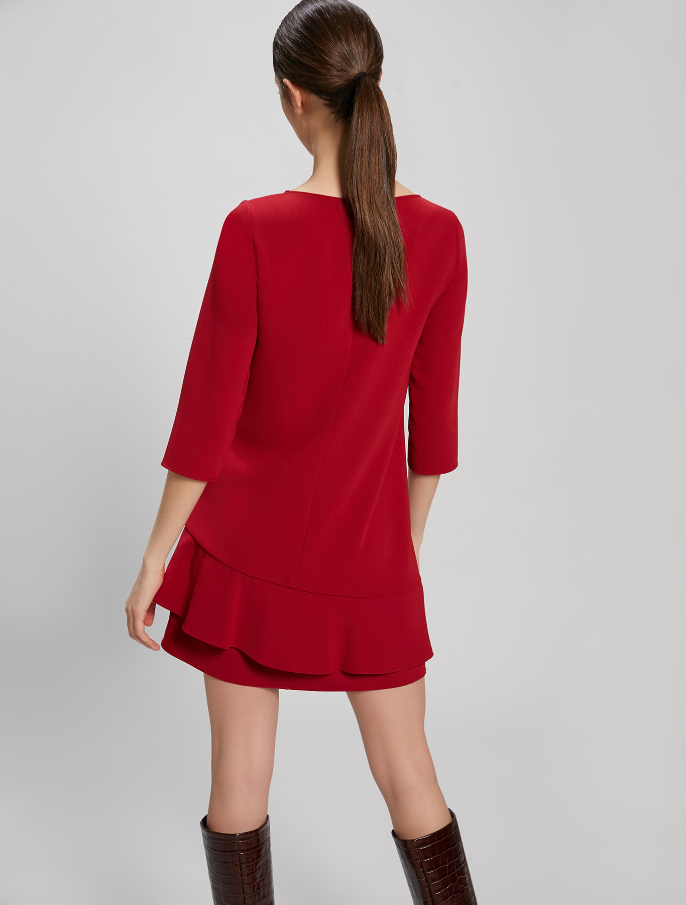 Asymmetric flounced dress, burgundy - Pennyblack Asymmetric flounced dress - burgundy - pennyblack