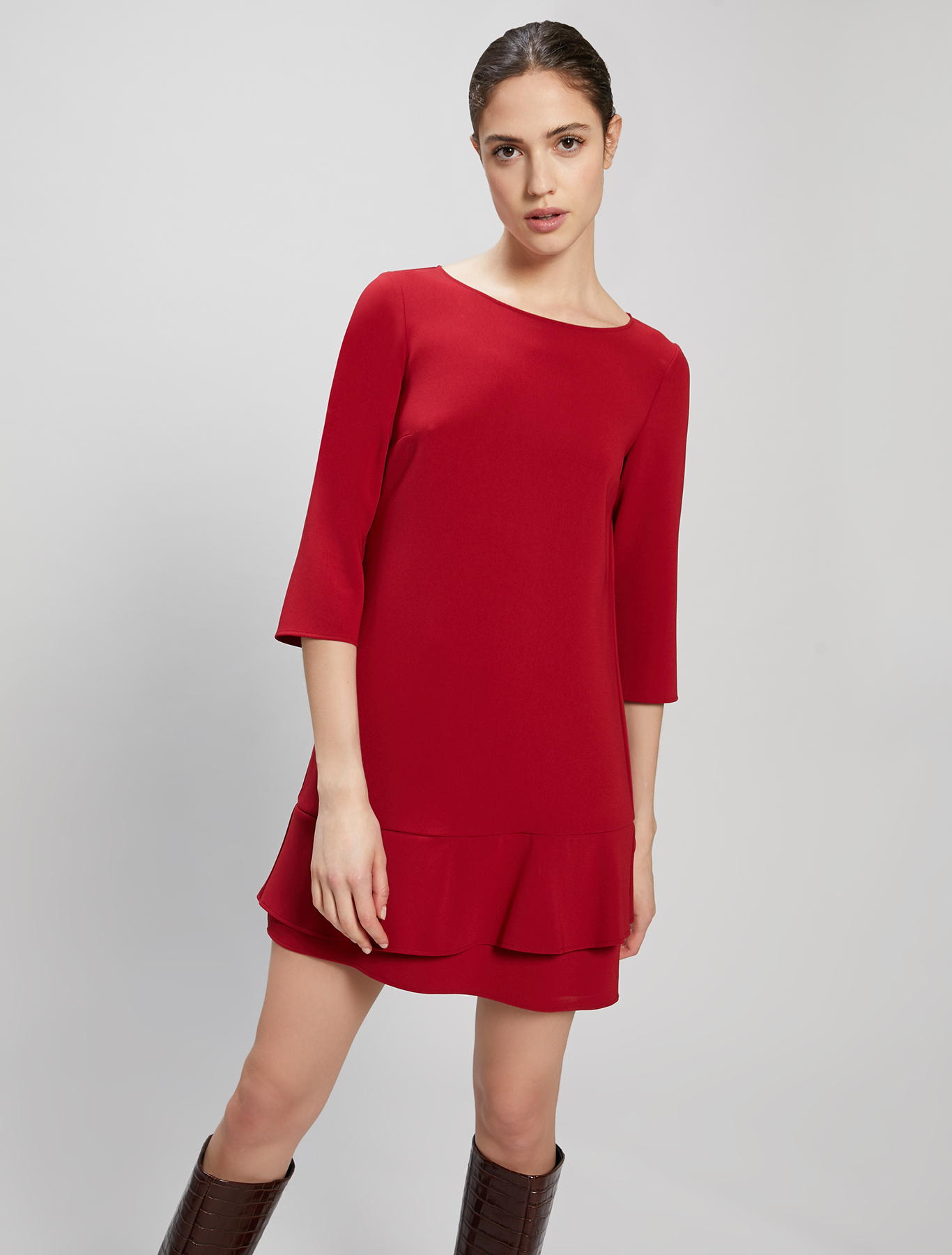 Asymmetric flounced dress, burgundy - Pennyblack Asymmetric flounced dress - burgundy - pennyblack