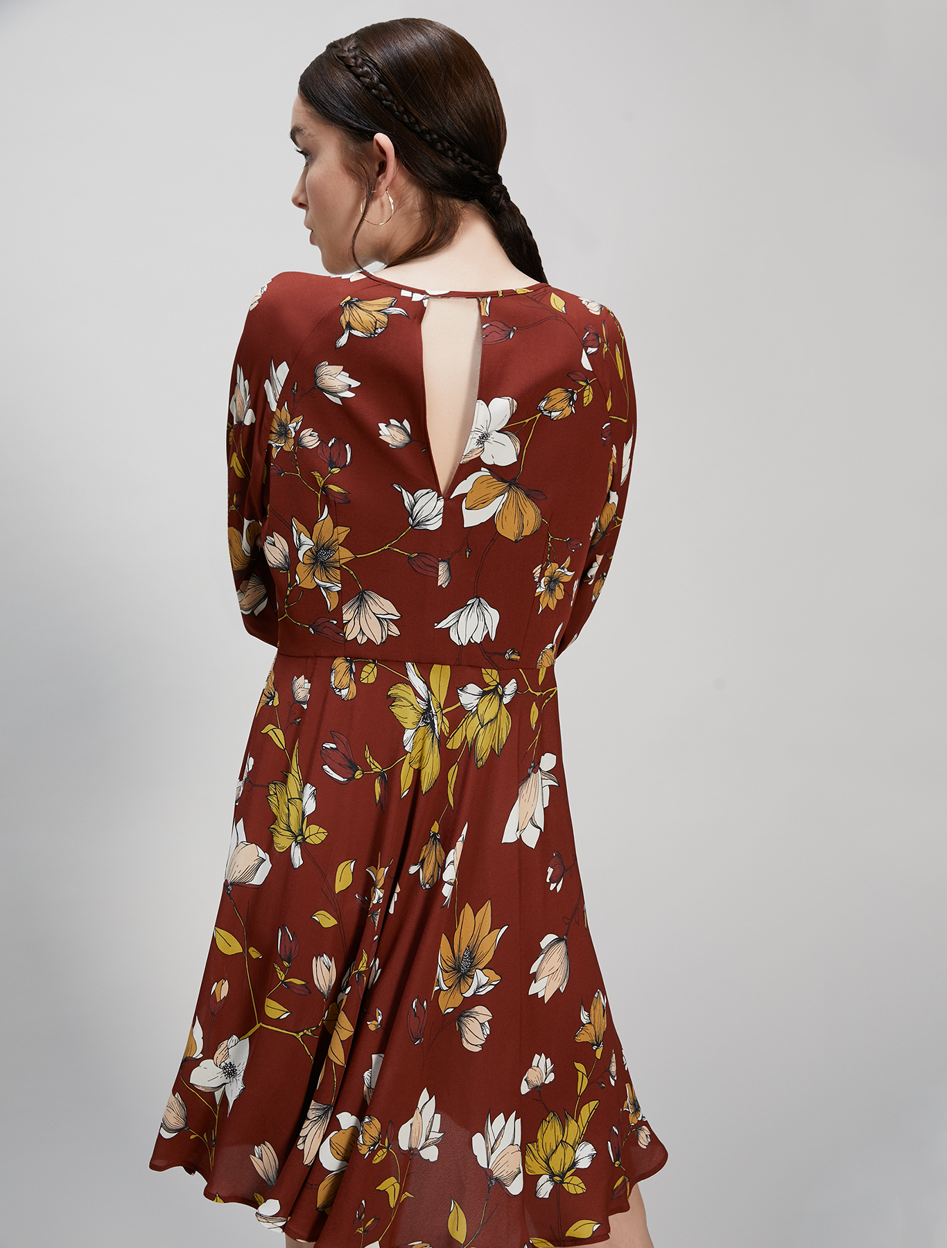 Floral crêpe de Chine dress, cocoa pattern - Pennyblack Floral crêpe de Chine dress - cocoa pattern - pennyblack