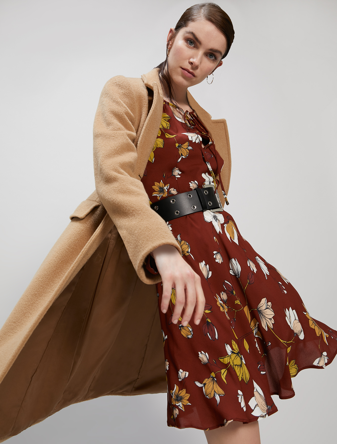 Floral crêpe de Chine dress, cocoa pattern - Pennyblack Floral crêpe de Chine dress - cocoa pattern - pennyblack