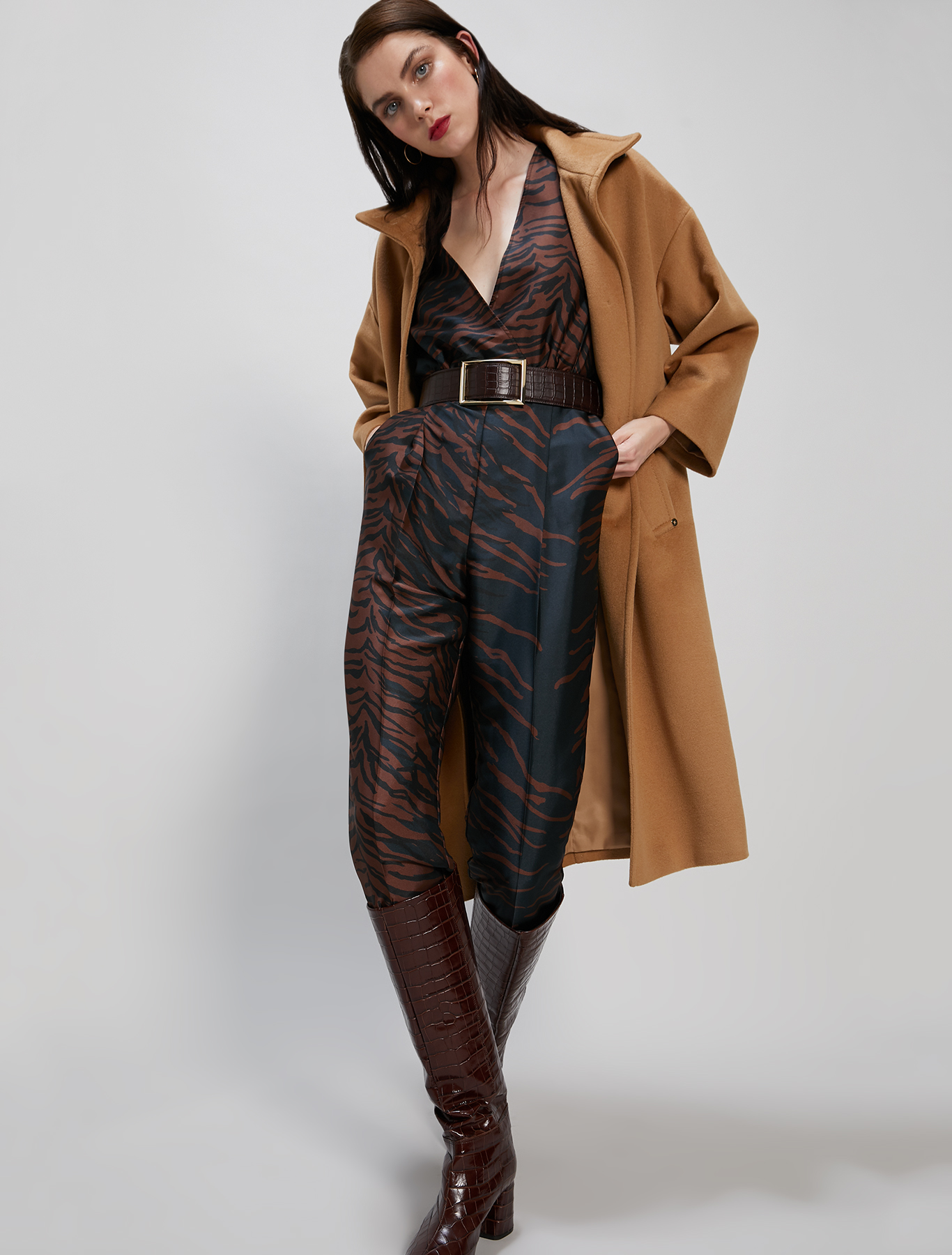 Printed twill jumpsuit, cocoa pattern - Pennyblack Printed twill jumpsuit - cocoa pattern - pennyblack