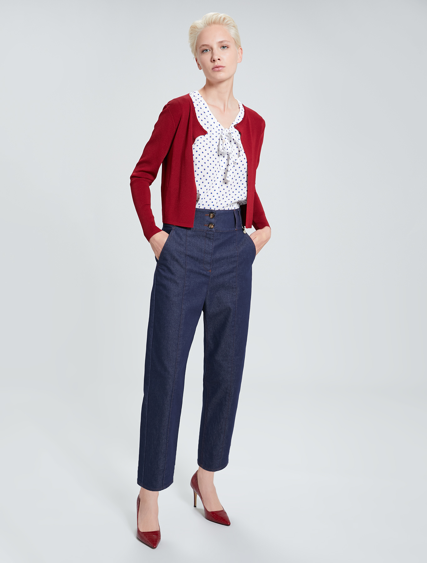 Cardigan with bijou button, red - Pennyblack Cardigan with bijou button - red - pennyblack
