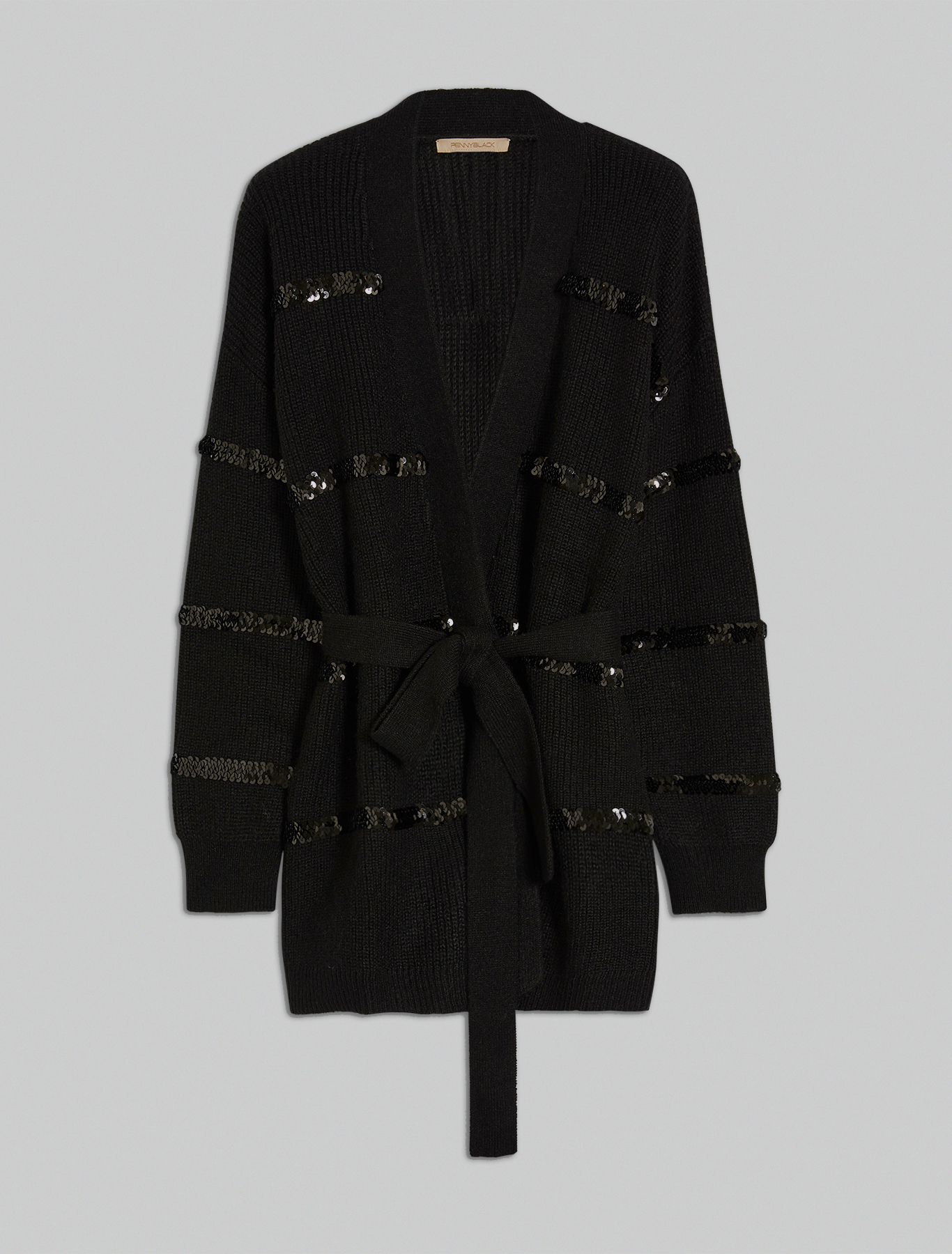 Cardigan with sequin stripes, black - Pennyblack Cardigan with sequin stripes - black - pennyblack