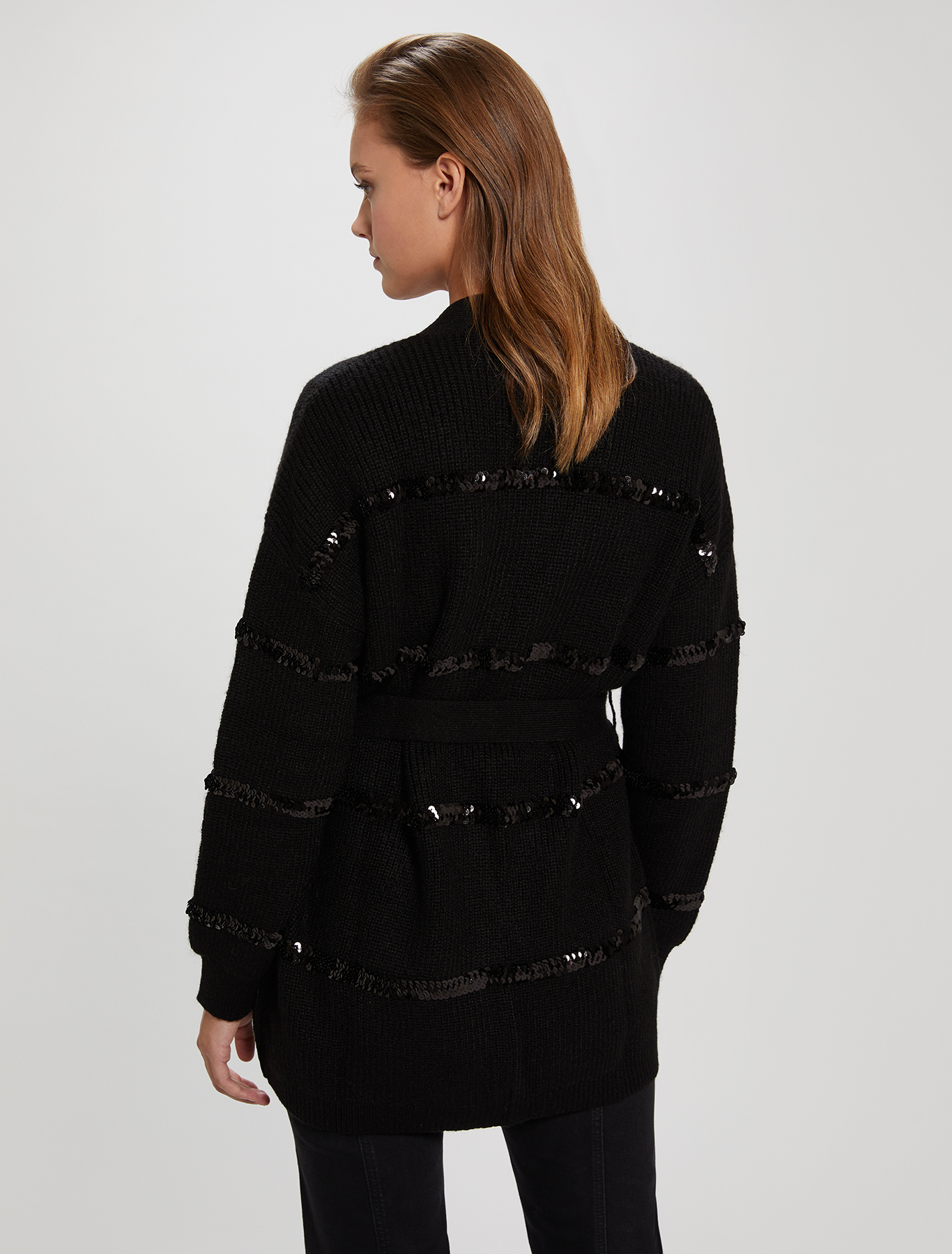 Cardigan with sequin stripes, black - Pennyblack Cardigan with sequin stripes - black - pennyblack