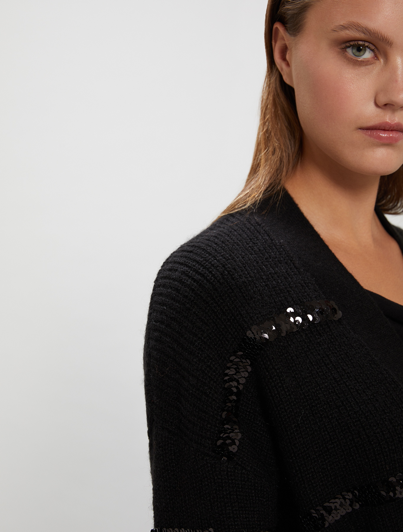 Cardigan with sequin stripes, black - Pennyblack Cardigan with sequin stripes - black - pennyblack
