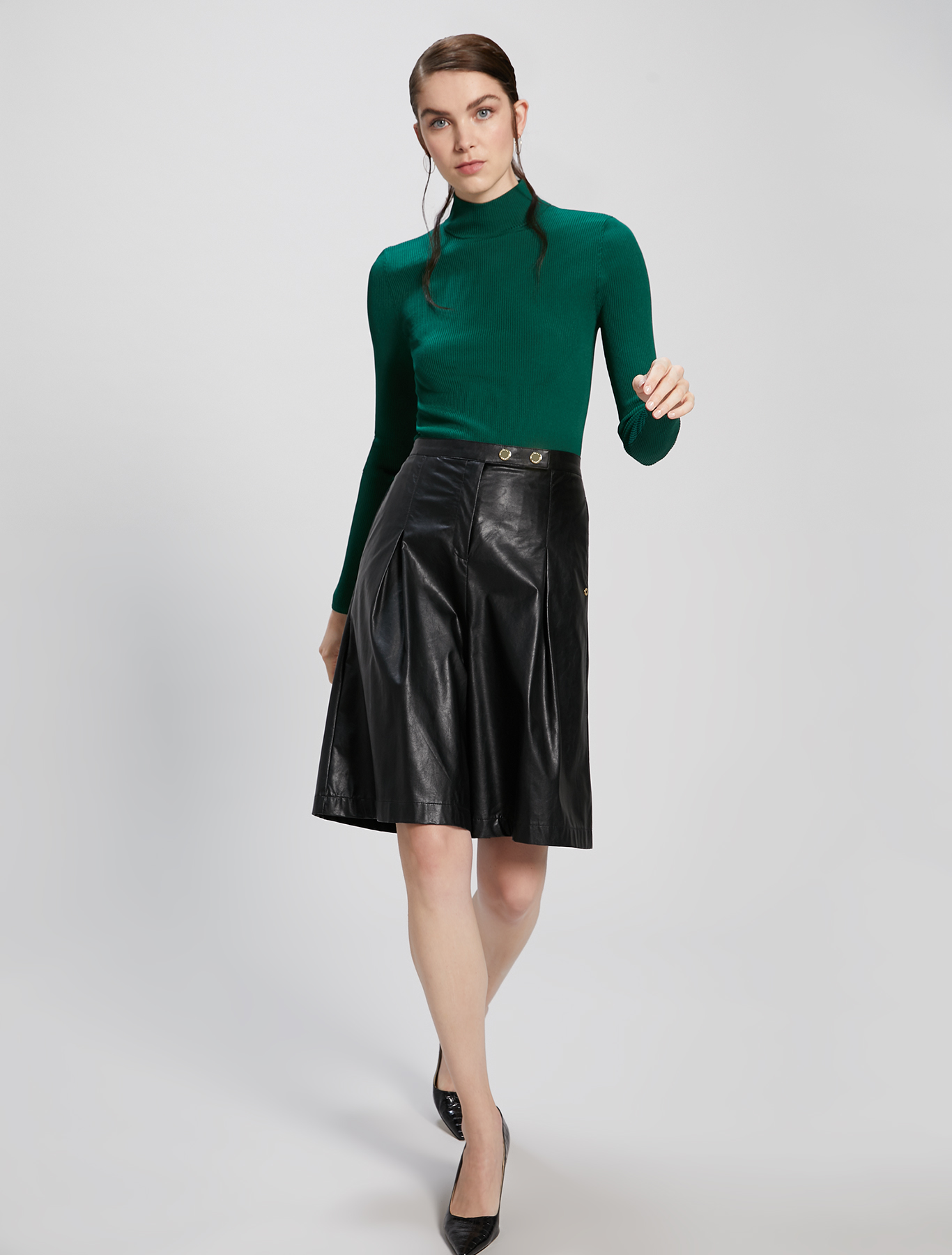 Slim-fit ribbed polo neck, green - Pennyblack Slim-fit ribbed polo neck - green - pennyblack