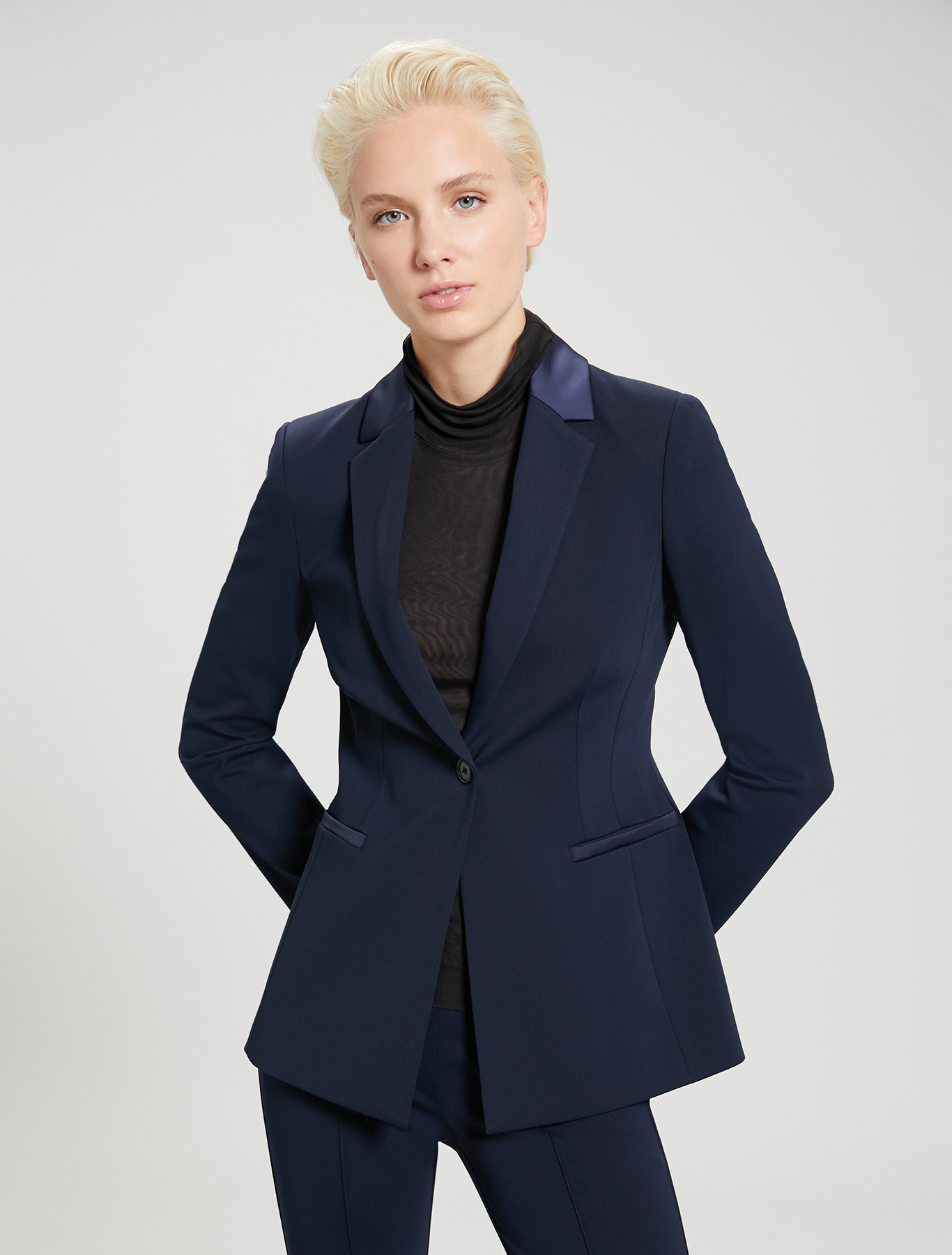 Slim-fit jersey blazer, navy blue - Pennyblack Slim-fit jersey blazer - navy blue - pennyblack