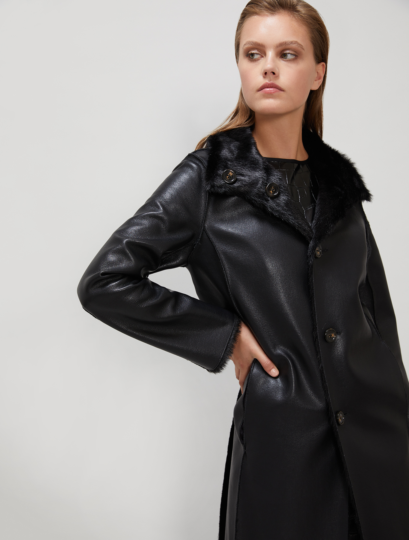 Reversible plush coat, black - Pennyblack Reversible plush coat - black - pennyblack
