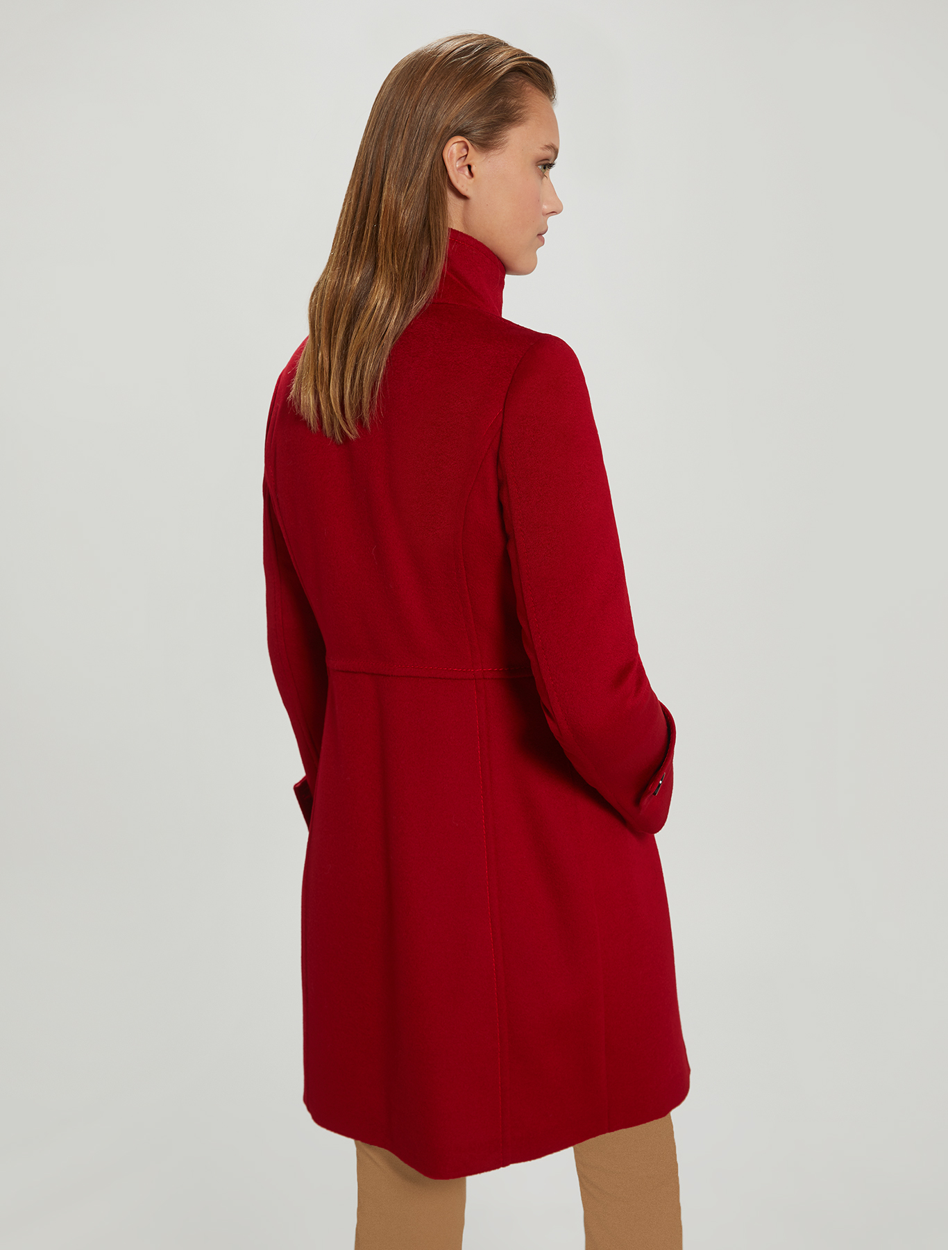 Slim-fit coat in wool velour, red - Pennyblack Slim-fit coat in wool velour - red - pennyblack