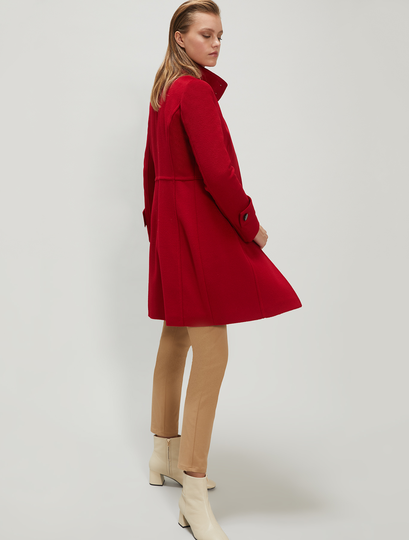 Slim-fit coat in wool velour, red - Pennyblack Slim-fit coat in wool velour - red - pennyblack