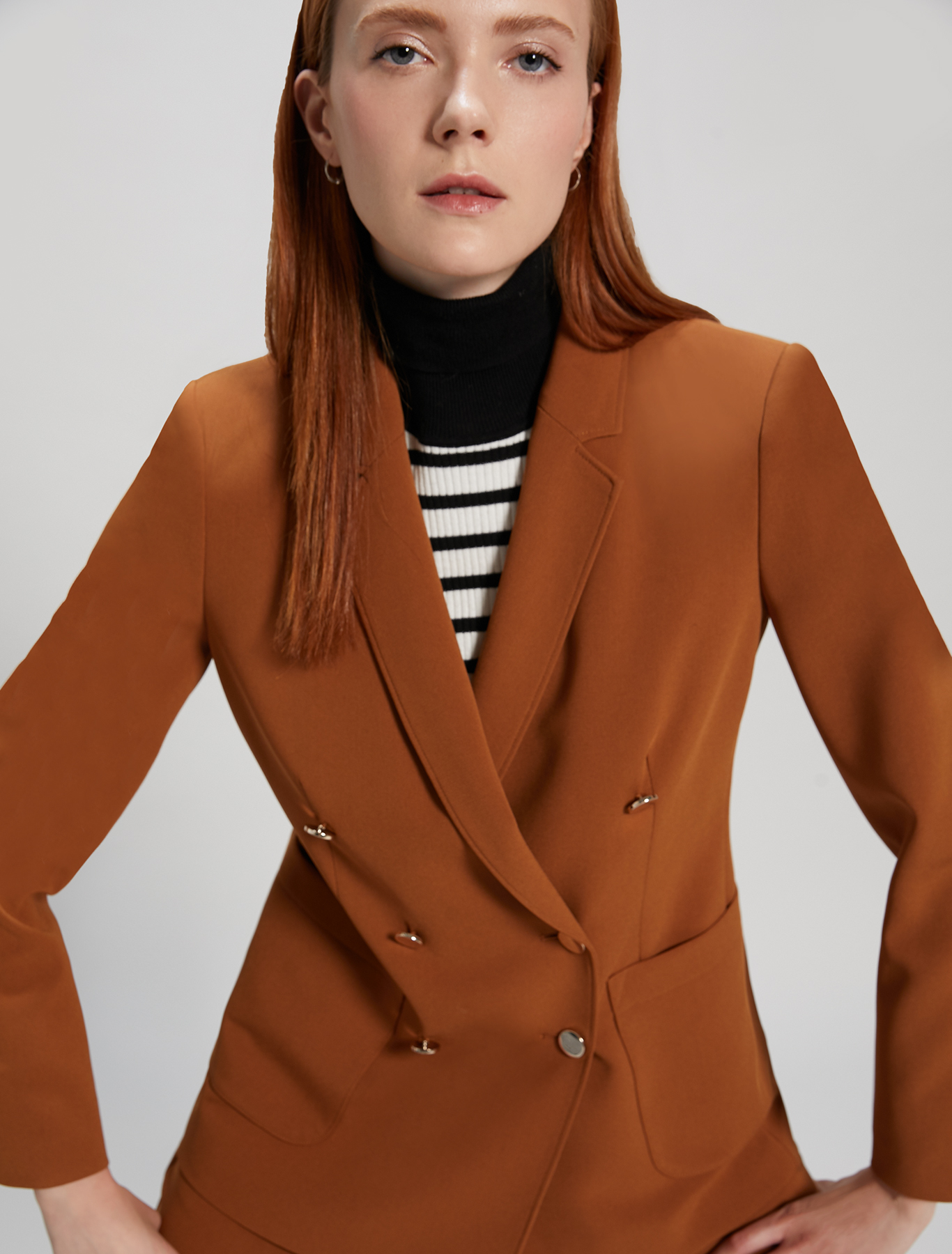 Flowing double-breasted blazer, bronze - Pennyblack Flowing double-breasted blazer - bronze - pennyblack