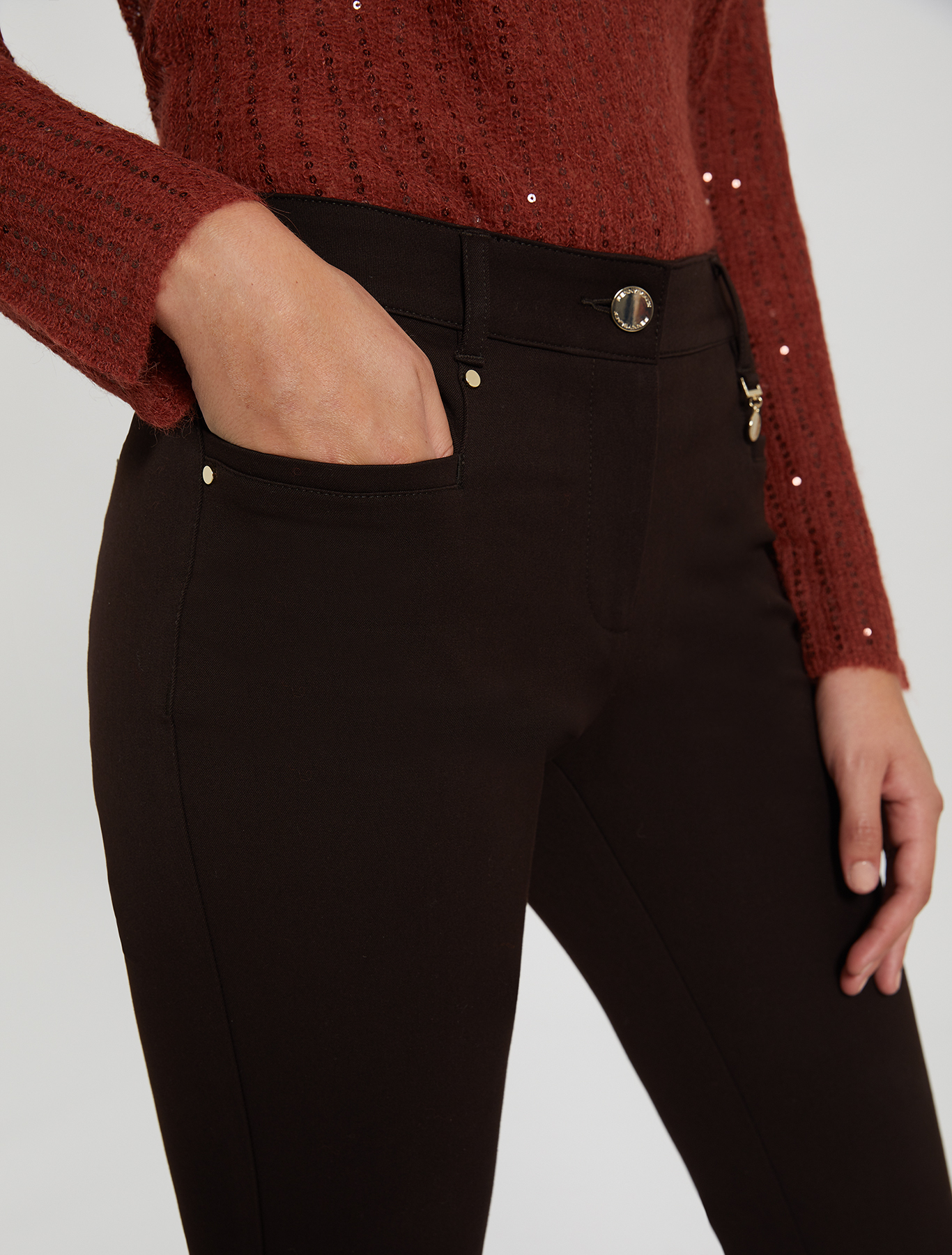 Skinny-fit tricotine trousers, brown - Pennyblack Skinny-fit tricotine trousers - brown - pennyblack