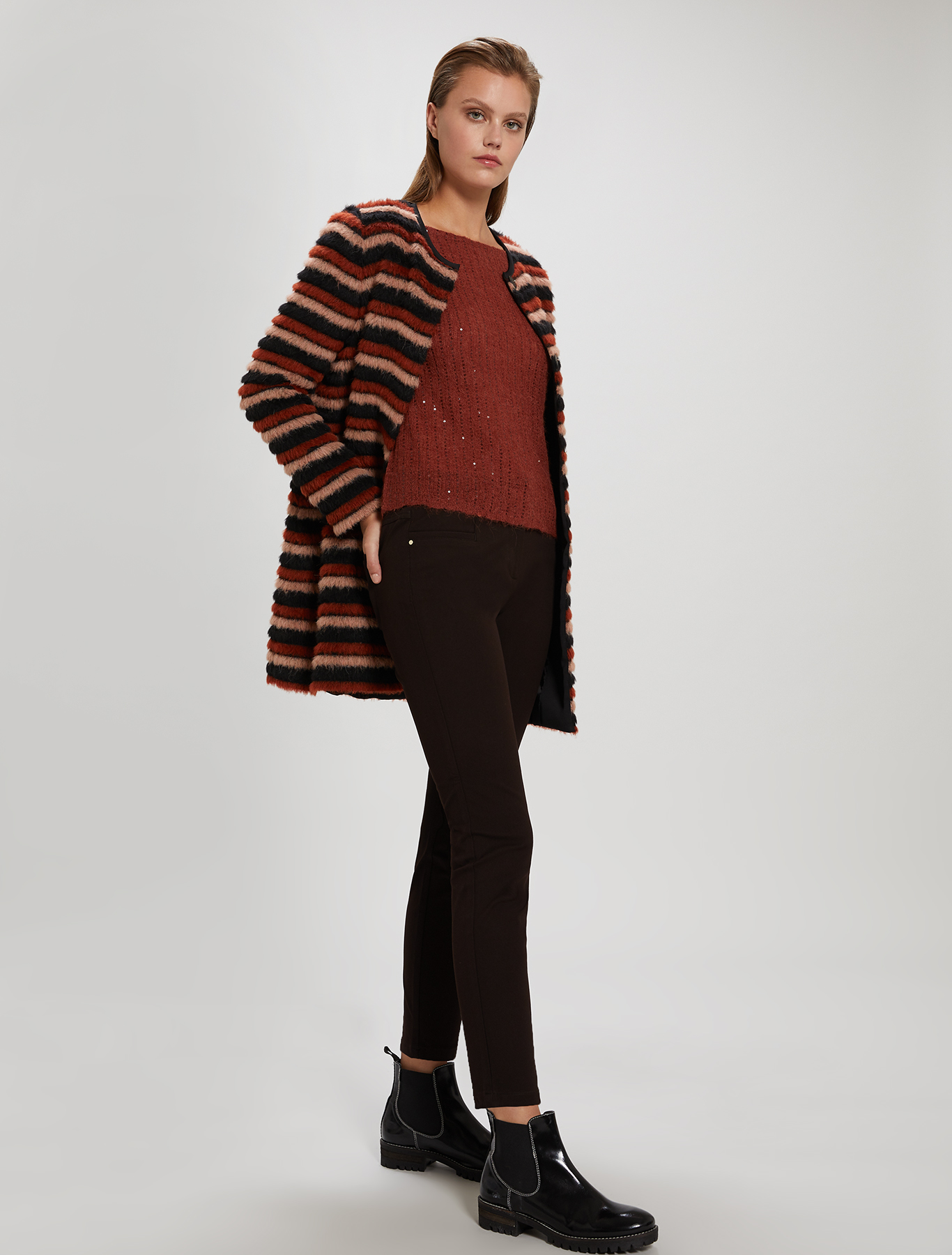 Skinny-fit tricotine trousers, brown - Pennyblack Skinny-fit tricotine trousers - brown - pennyblack