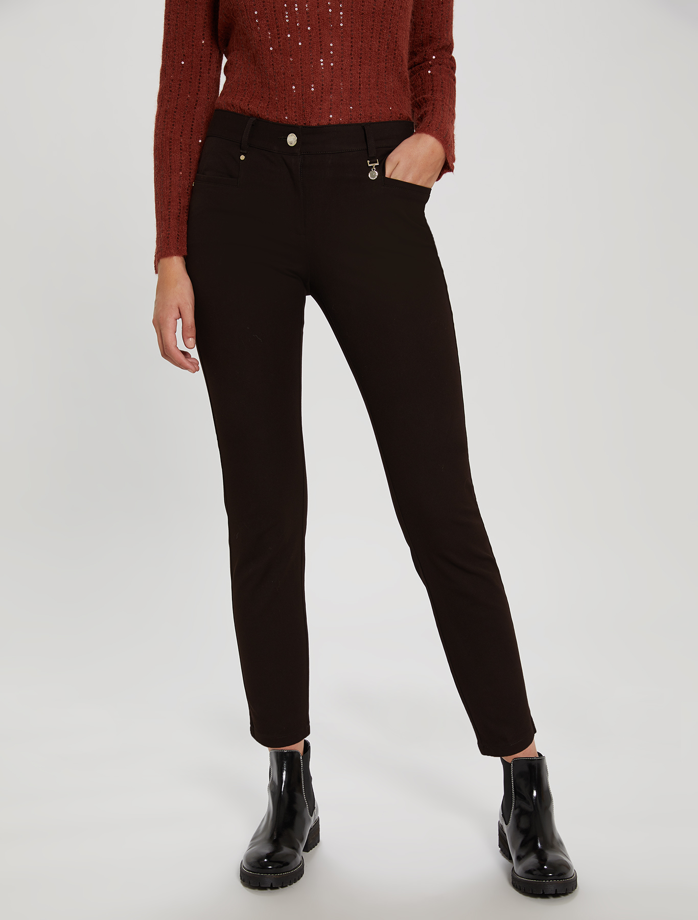 Skinny-fit tricotine trousers, brown - Pennyblack Skinny-fit tricotine trousers - brown - pennyblack