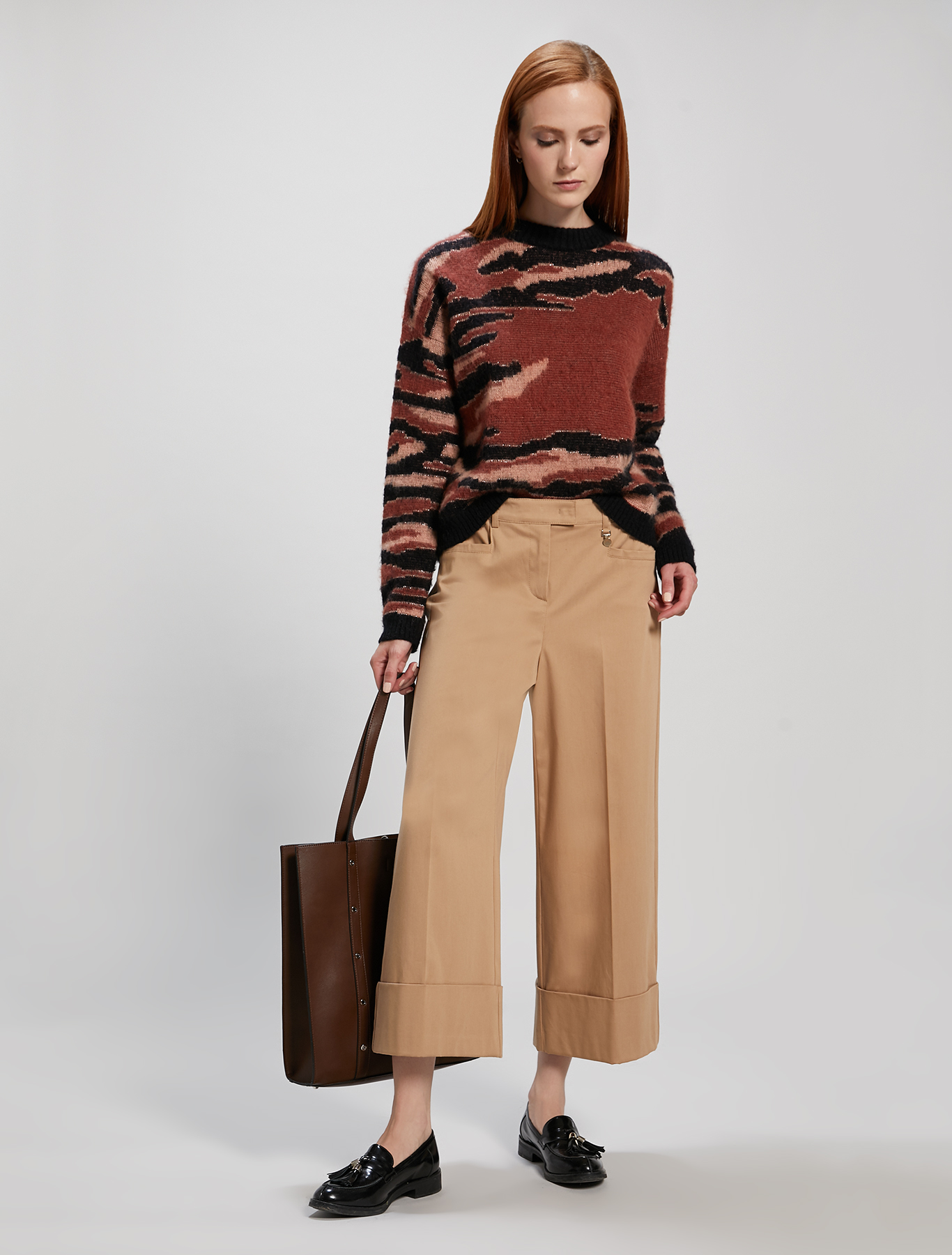 Cotton satin trousers, camel - Pennyblack Cotton satin trousers - camel - pennyblack
