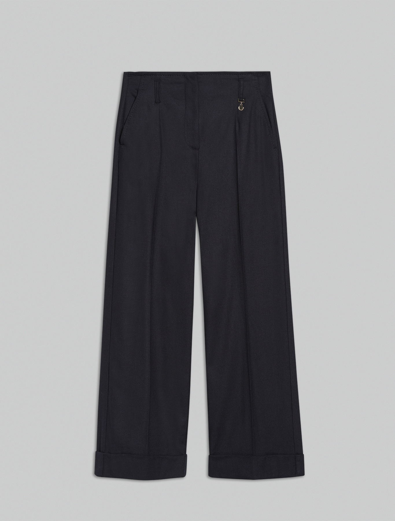 Wide-leg trousers with turn-ups, midnight blue - Pennyblack Wide-leg trousers with turn-ups - midnight blue - pennyblack
