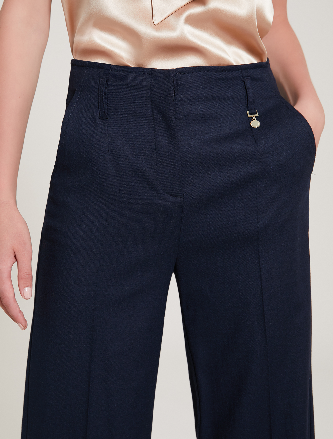 Wide-leg trousers with turn-ups, midnight blue - Pennyblack Wide-leg trousers with turn-ups - midnight blue - pennyblack