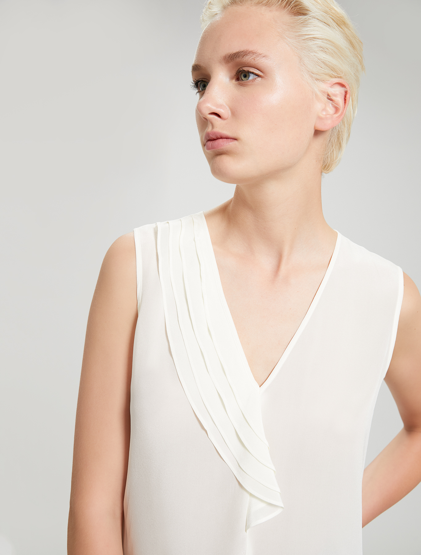 Flounced silk top, ivory - Pennyblack Flounced silk top - ivory - pennyblack