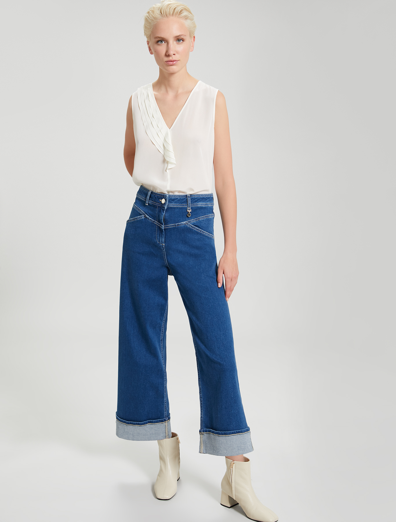 Flounced silk top, ivory - Pennyblack Flounced silk top - ivory - pennyblack
